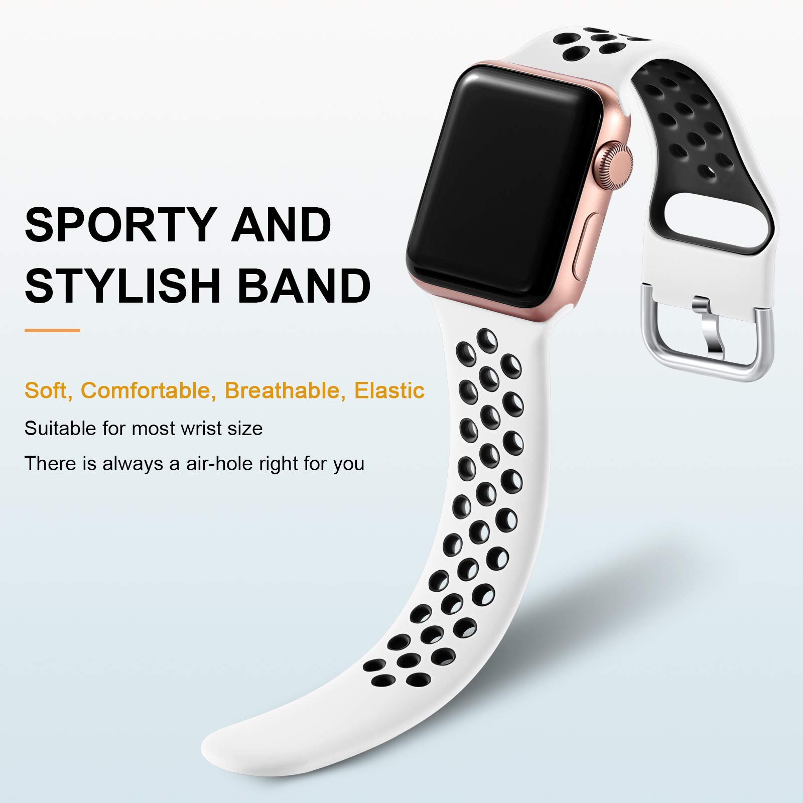 Lerobo 3 Pack Soft Silicone Sport Bands for Apple Watch 40mm 38mm 41mm 45mm 44mm 42mm - Breathable Replacement Straps Compatible with iWatch SE Series 10 9 8 7 6 5 4 3 2 1 - Perfect for Workouts, Running & Everyday Wear for Men & Women