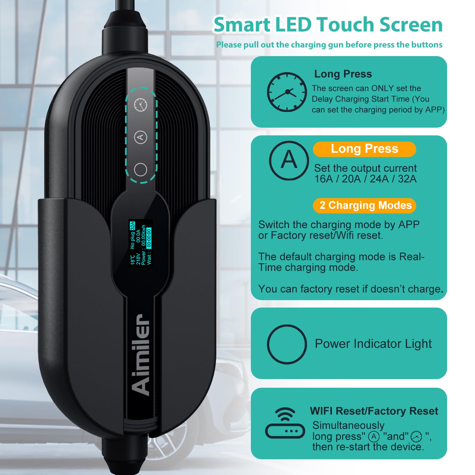 Tesla Level 2 EV Charger with WiFi & App Control - 240V 32A NEMA 14-50 Plug - 25ft Cable - Portable Home NACS Connector for Tesla Model X/Y/3/S - Fast Charging for Road Trips & Daily Commutes