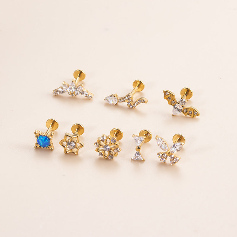 16G Cartilage Titanium Earrings - Dainty Ribbon & Floral Design Conch Earrings for Women | Perfect for Piercing Healing, Everyday Wear & Special Occasions | HSPJ539
