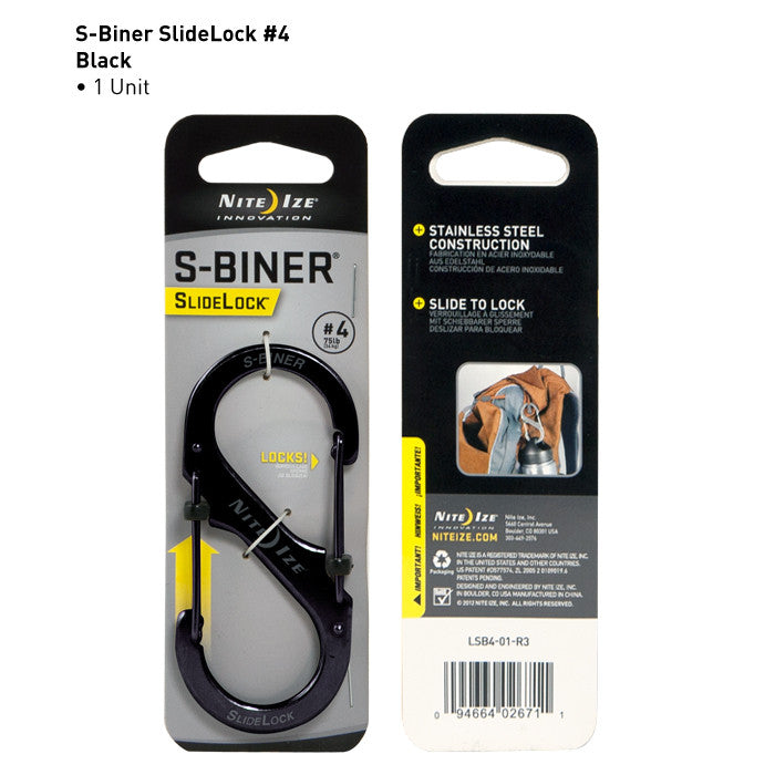 Nite Ize Slidelock S-Biner Steel Carabiner Clip #4 - Secure Keys, Tools & Gear for Hiking, Camping & Everyday Carry