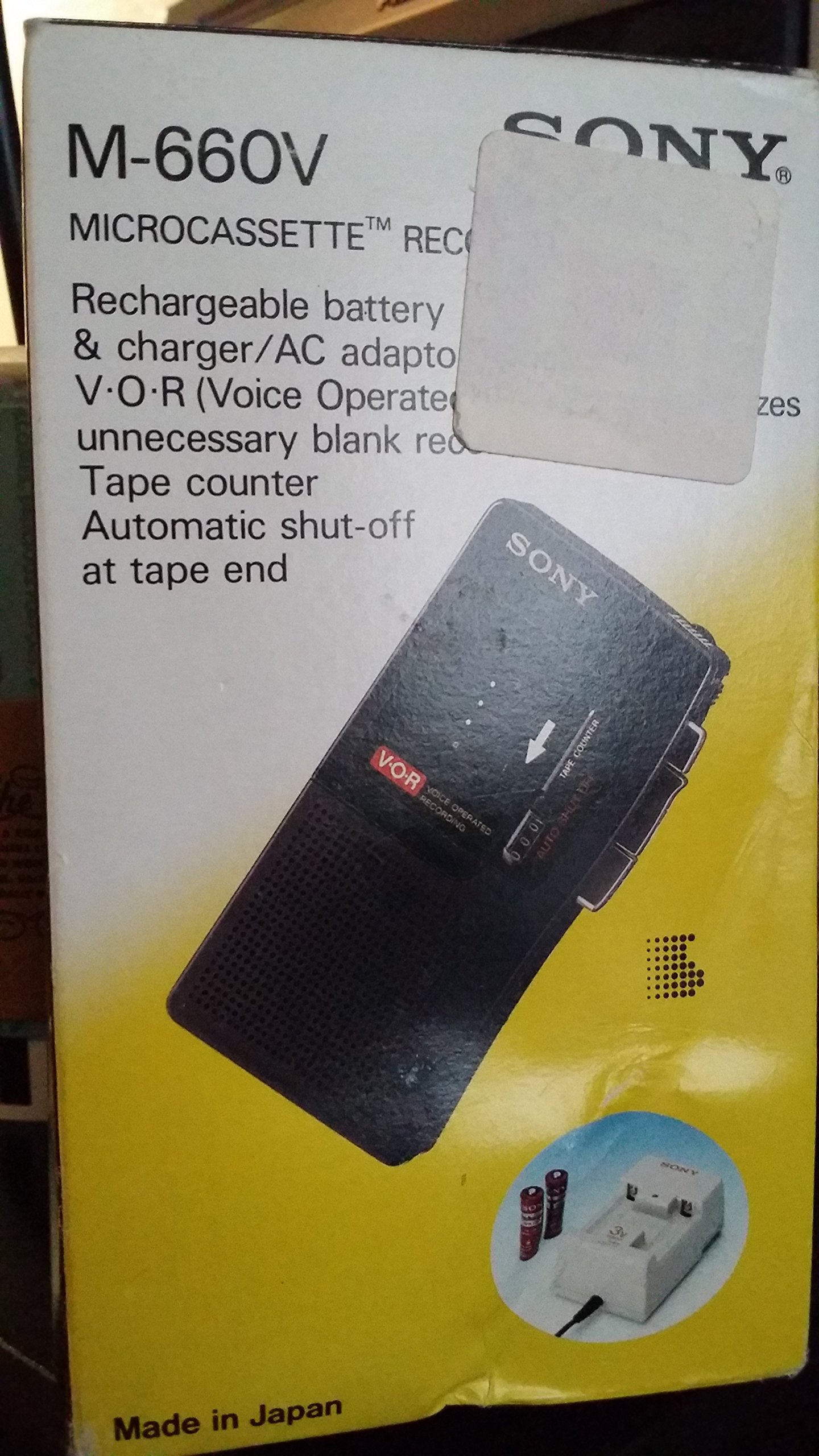 Sony M-660V Professional Microcassette Voice Recorder - Portable Handheld Dictaphone with Built-in Mic & Gift Box - Perfect for Lectures, Interviews & Note Taking