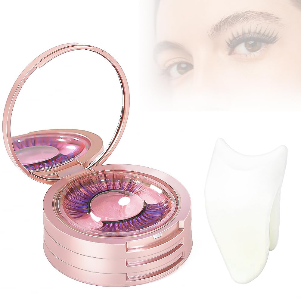 3 Layer Eyelash Storage Box with Mirror - Circle Eyelash Holder Case with Lashes Trays & Lash Clip Applicator - Pink Travel Makeup Organizer for Women & Girls | Perfect for Salon Professionals & Home Makeup Storage