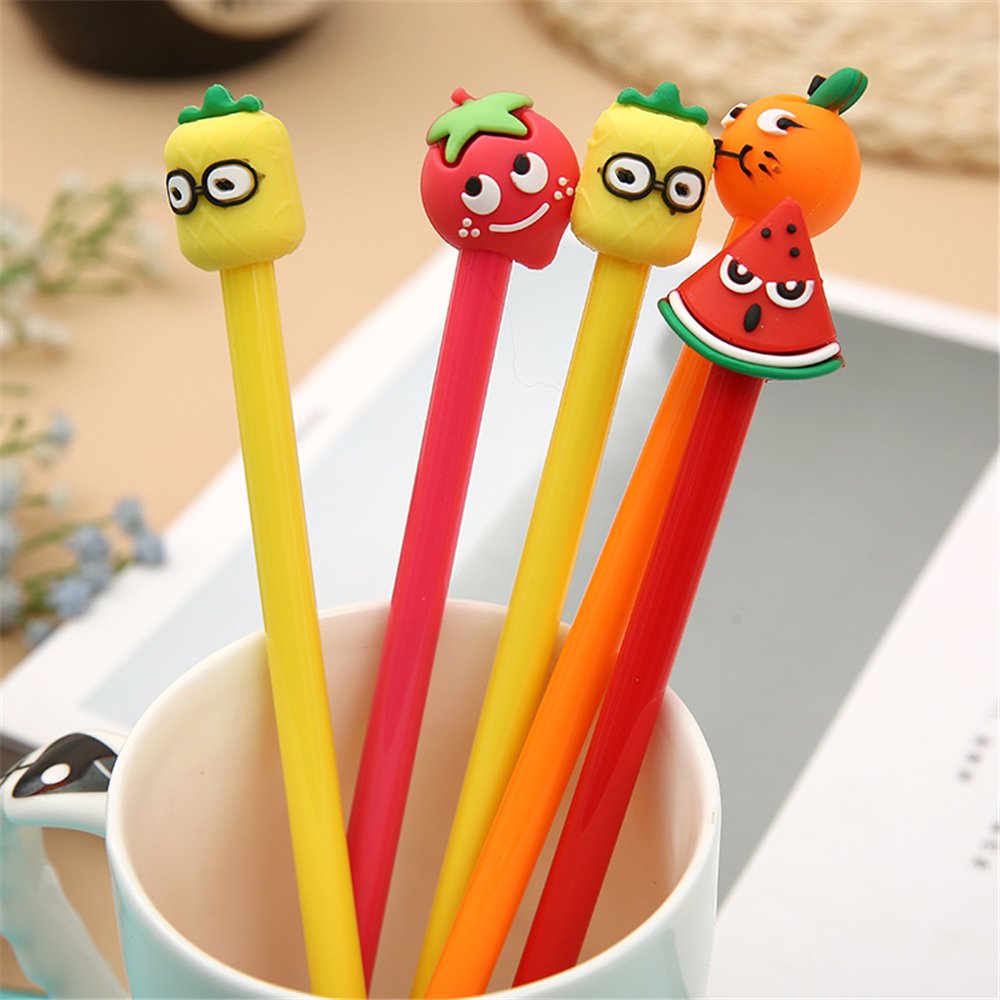 Kawaii Fruit-Shaped Gel Pens - 6 Pack Cute Expressive Writing Pens for School, Office & Kids | Fun Stationery Supplies for Girls & Boys | Perfect for Note-Taking, Journaling & Gift Giving