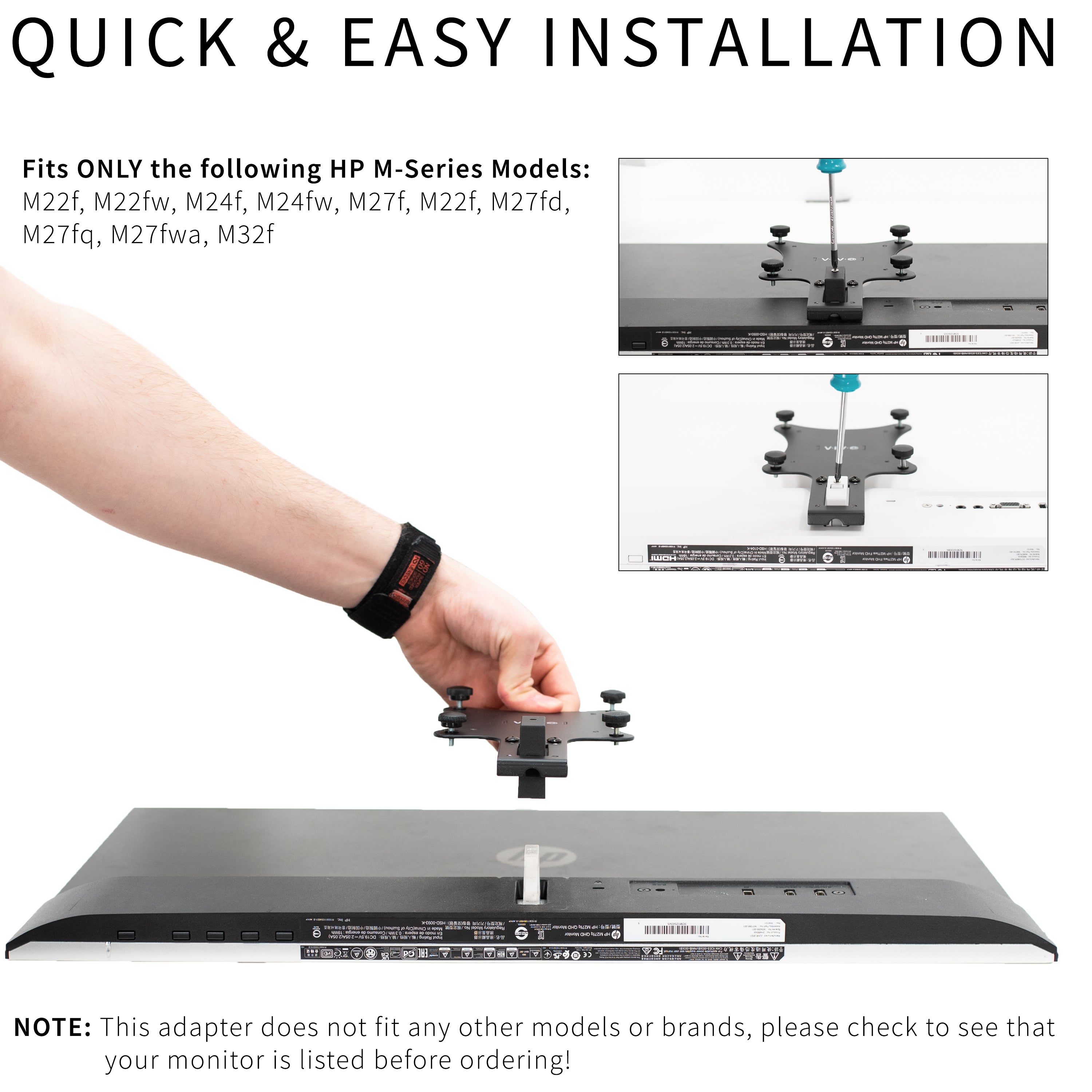 VESA Mount Adapter for HP M Series Monitors - Universal Bracket for Wall Mounting & Desk Setup - Perfect for Home Office, Gaming & Workspace Organization