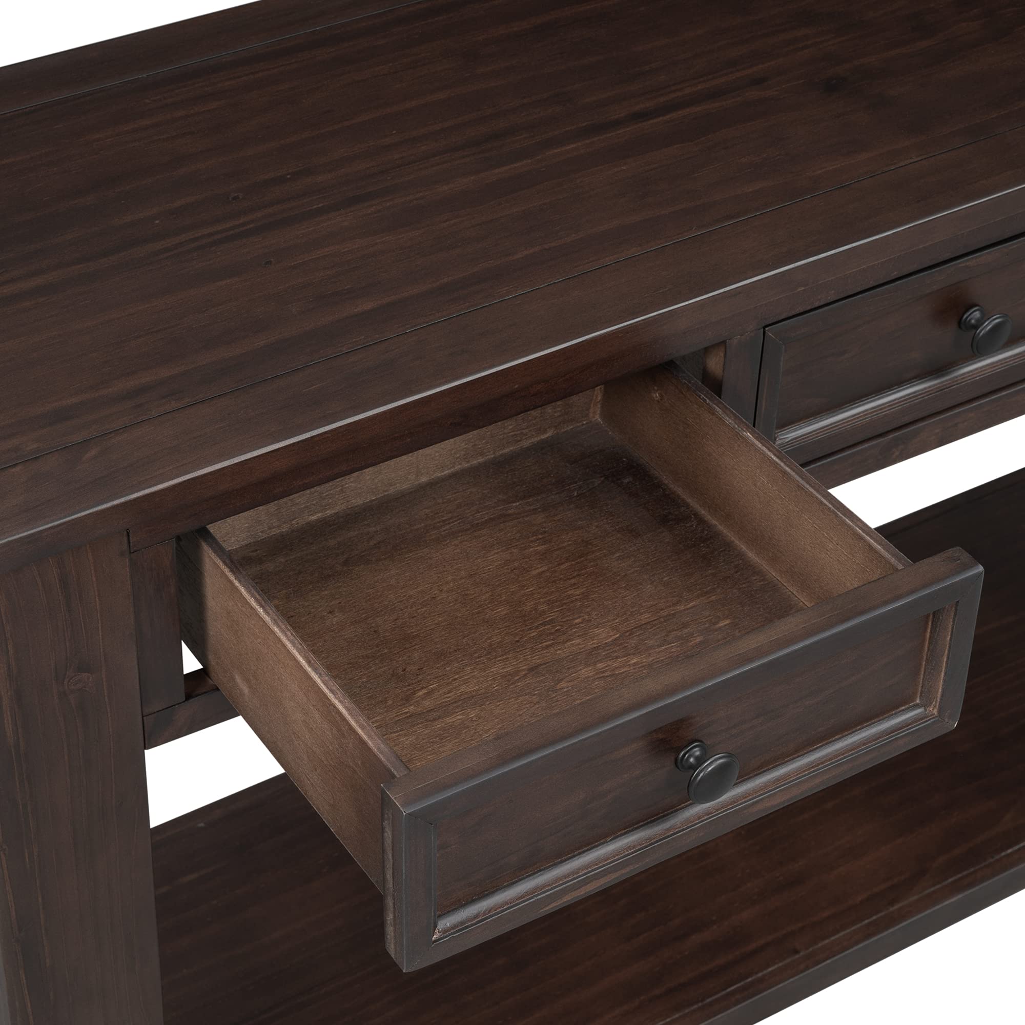Modern Solid Wood Console Table with 3 Drawers & Shelf - Sturdy Entryway Sofa Table for Living Room, Bedroom, Hallway - Multifunctional Side Table (Espresso-2) - Perfect for Home Decor, Small Space Organization & Entryway Storage Solutions