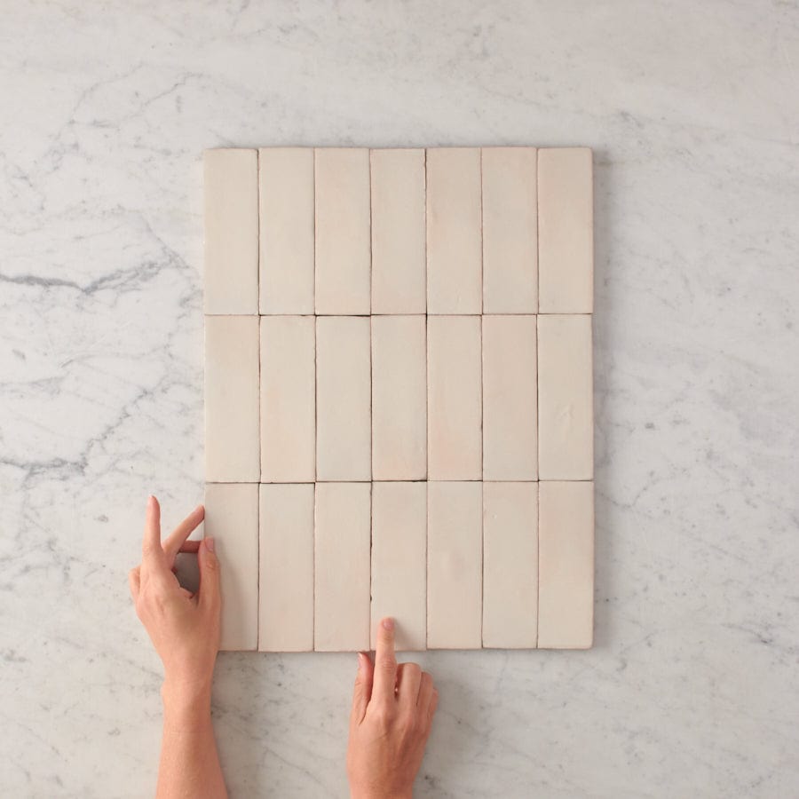 Noosa Semi Gloss Zellige Bone Tile - Premium Ceramic Wall & Floor Tile for Kitchen Backsplash, Bathroom, and Shower Renovation - Easy to Clean & Durable Home Decor