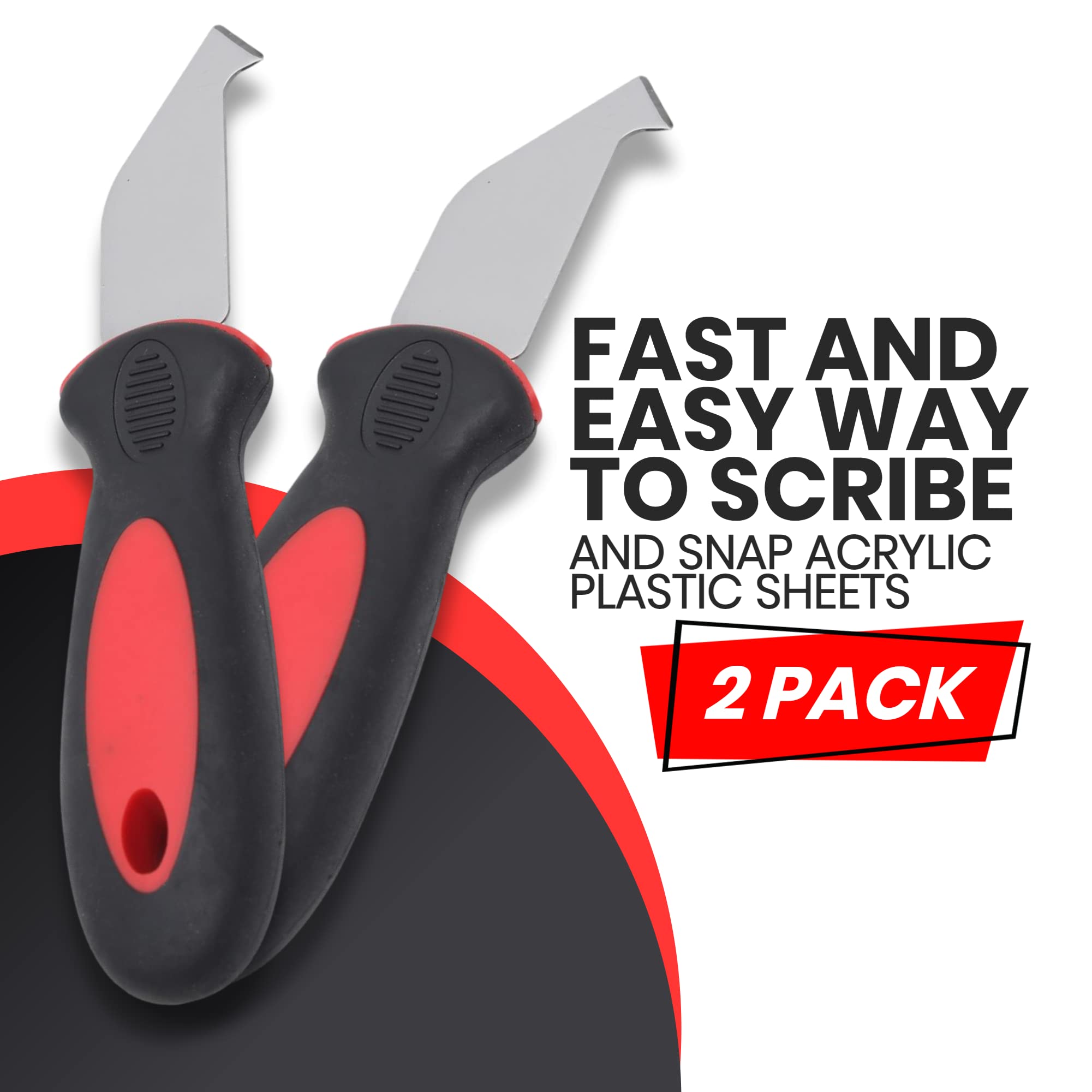 (2-Pack) Plexiglass Scoring Tool with Extra-Sharp Steel Blade - Clean Snap Lines for Acrylic, Plastic & Styrene Sheets - Perfect for DIY Projects, Model Making & Crafting