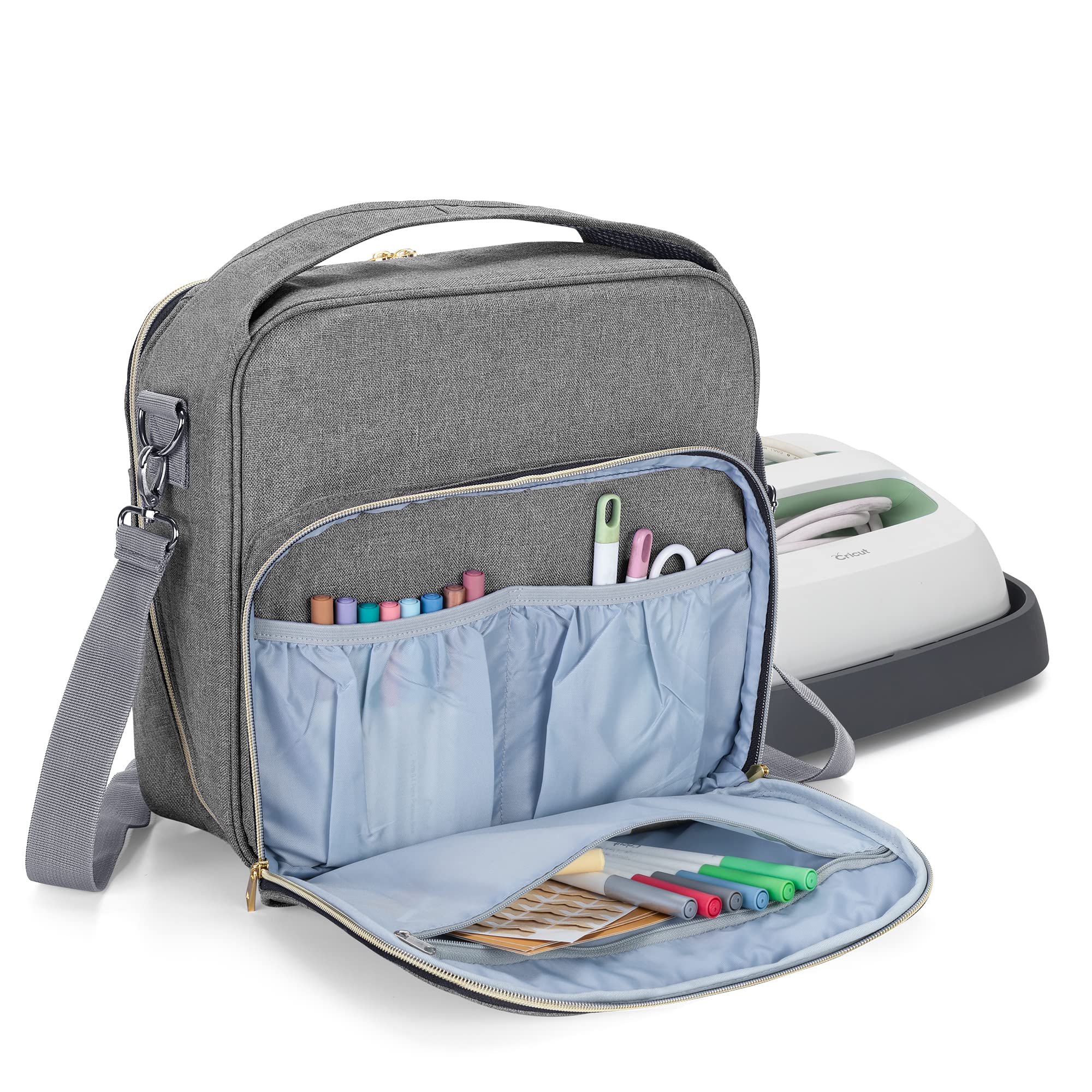 LUXJA 9x9 Inch Heat Resistant Carrying Case for Cricut Easy Press - Compact Storage Bag for Cricut Heat Press Machine & Accessories (Gray) | Perfect for Crafting, DIY Projects & On-the-Go Use