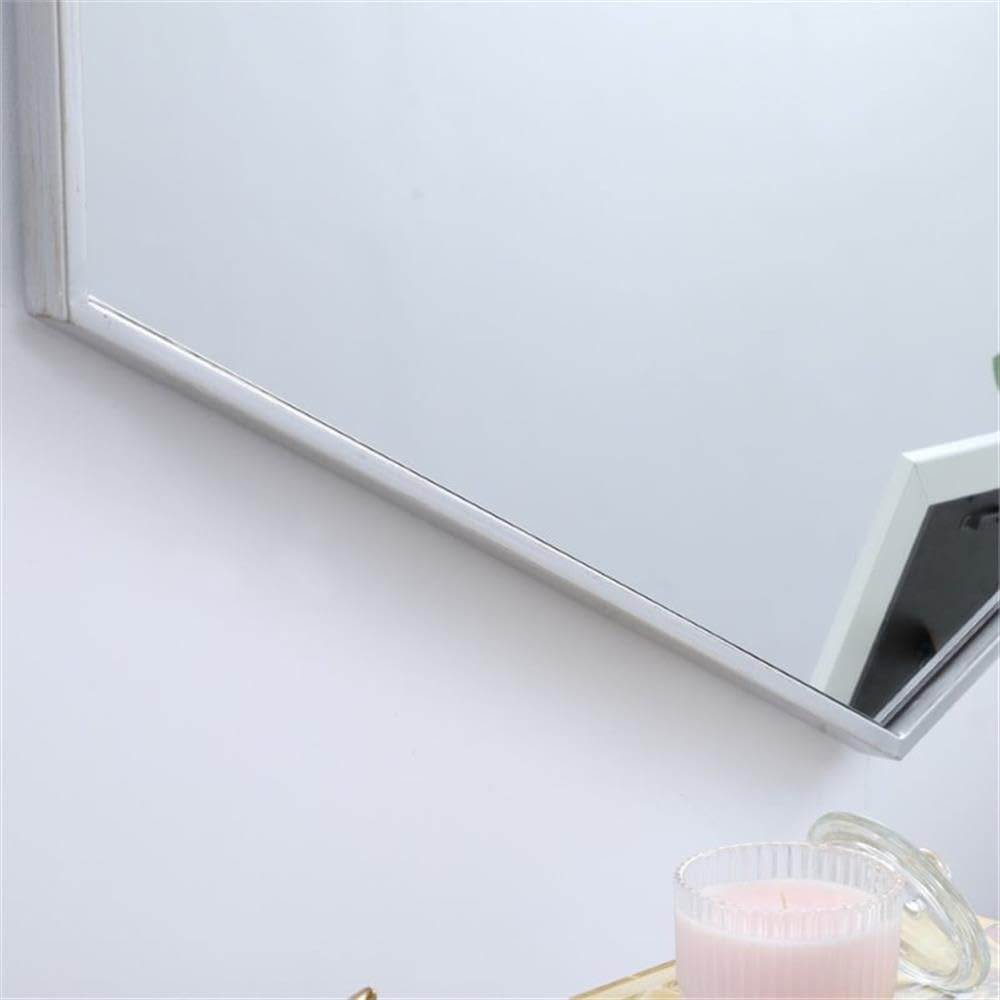 35x41 Inch Silver Hexagonal Metal Wall Mirror - Elegant Home Decor for Living Room, Bedroom & Entryway