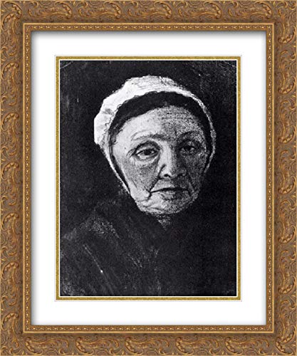 Vincent van Gogh 'Woman With White Bonnet' 20x24 Inch Gold Ornate Framed Museum Art Print - Double Matted Wall Decor for Living Room, Bedroom & Office