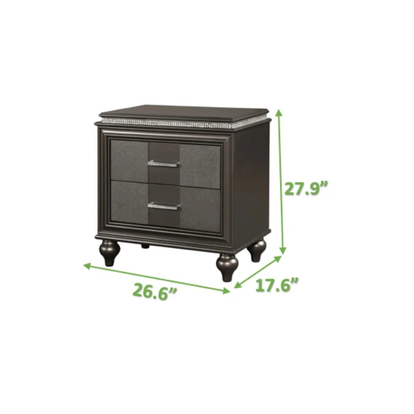 Modern Ginger Collection Nightstand with USB Ports - Stylish Bedside Table for Bedroom, Living Room, or Office - Perfect for Charging Devices and Storing Essentials