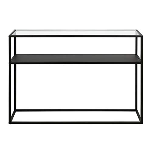 Nellie 42-Inch Wide Blackened Bronze Rectangular Console Table with Metal Shelf - Perfect for Entryway, Living Room & Hallway Decor