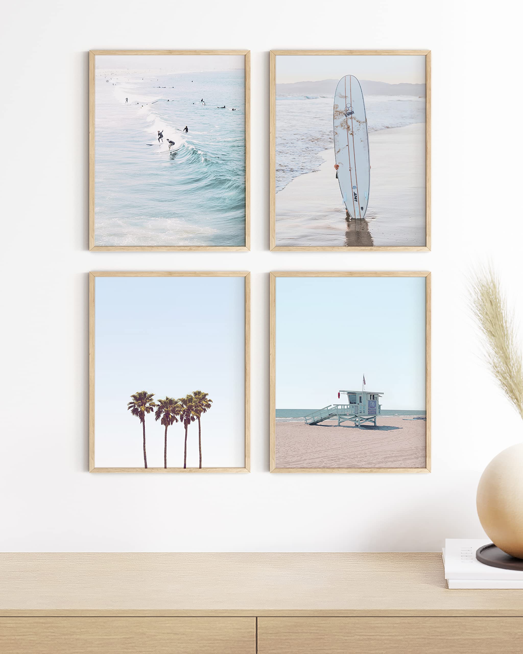 Haus and Hues Coastal Wall Art Prints - Set of 4 Ocean Themed Decorations for Living Room & Bedroom | Nautical Beach Wall Art with Black Frame (11x14) | Perfect for Beach House Decor, Vacation Home Accents & Coastal Interior Design