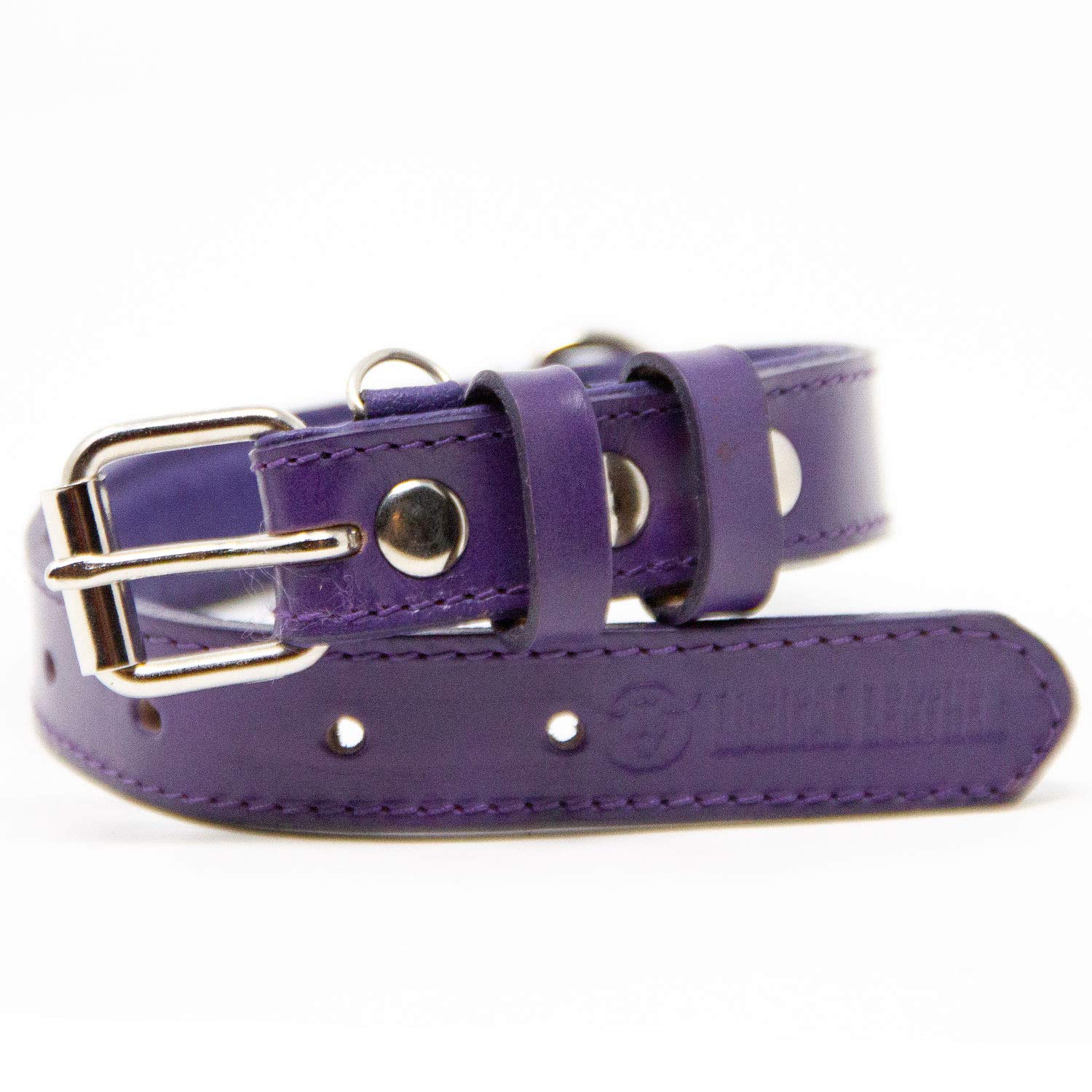 Premium Genuine Leather Dog Collar for Small Dogs - Soft Padded Full Grain Leather Pet Collar with Adjustable Buckle (Purple, Small) - Perfect for Daily Walks, Training & Fashion Accessories