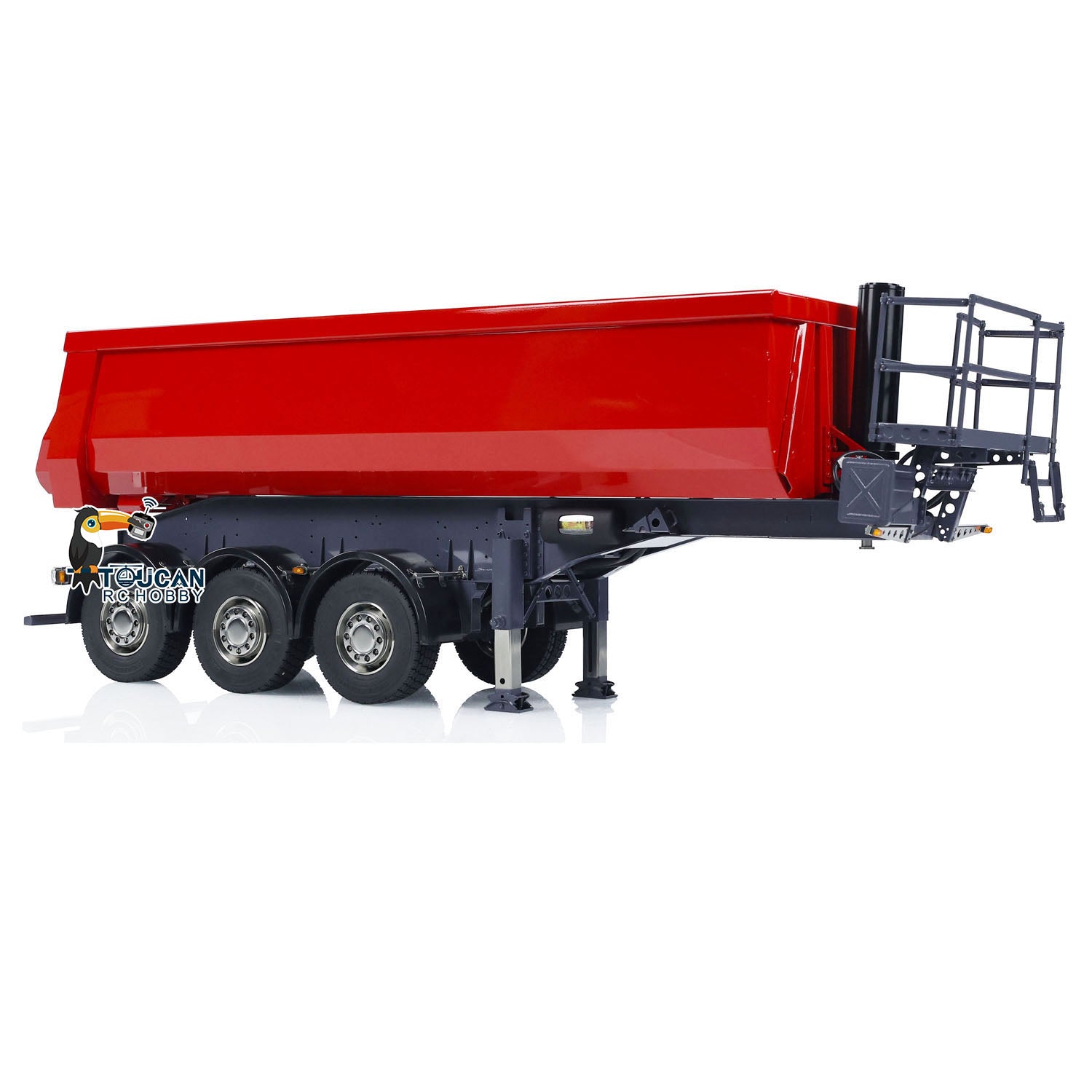 1/14 Scale 3 Axle Metal Hydraulic RC Dump Semi Trailer - Remote Control Tractor Truck Accessory for Hobbyists & Collectors | Ready-to-Run Assembled Model with Upgraded Paint | Perfect for RC Construction Site Scenes & Truck Show Displays