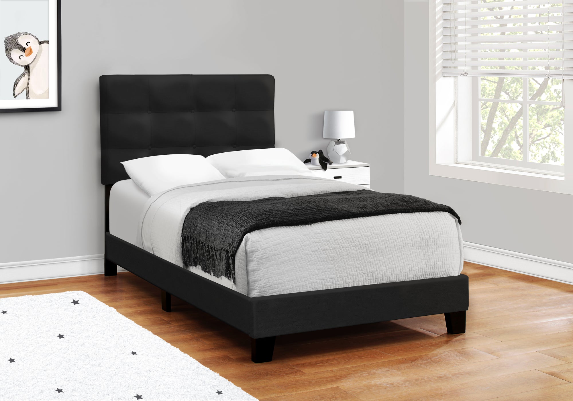 Stylish Twin Size Platform Bed Frame with Sturdy Wooden Slats - Perfect for Small Bedrooms, Guest Rooms & Dormitories