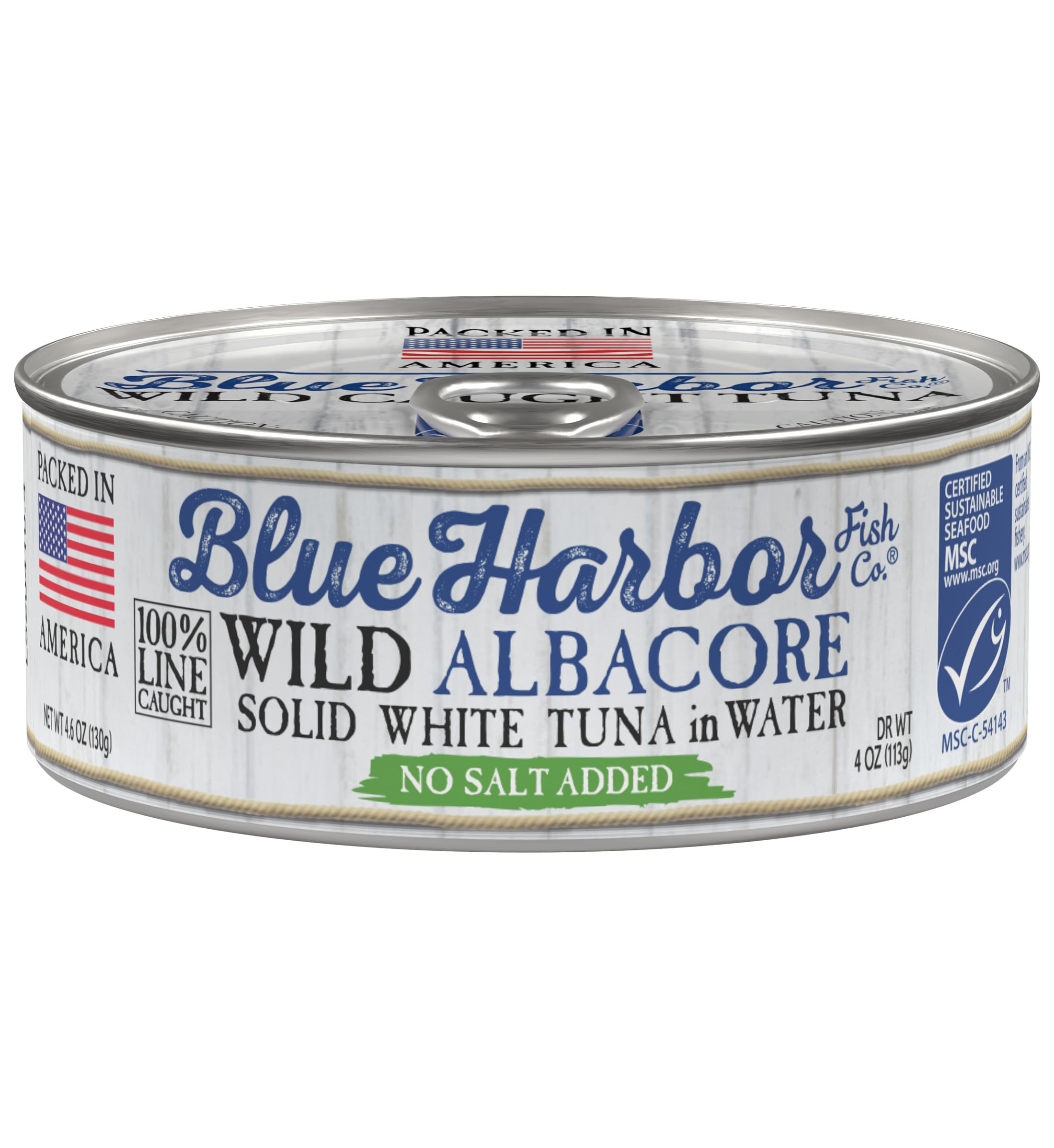 Blue Harbor Fish Co. Wild Albacore Tuna in Water - No Salt Added, 4.6 Oz (Pack of 12) | High Protein, Mercury Tested, Keto & Paleo Friendly | Perfect for Salads, Sandwiches & Healthy Meal Prep