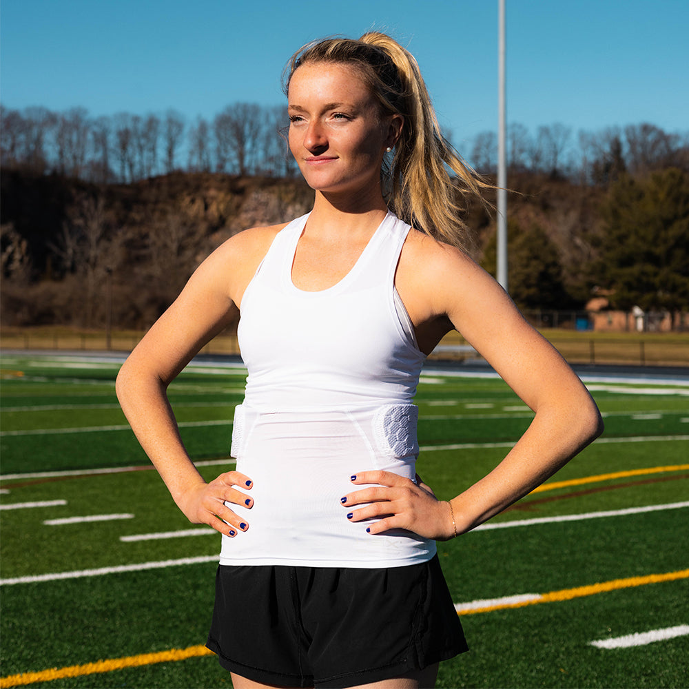 Women's HEX® 2 Pad Lacrosse Tank Top with Kidney Protection - Breathable Protective Gear for Lacrosse Training & Games