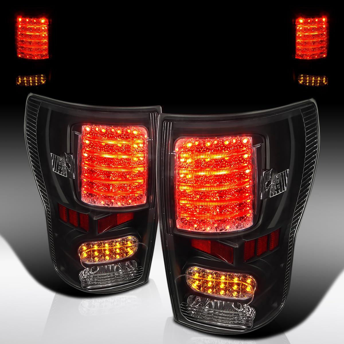 AUTOZENSATION Black Halo LED Projector Headlights & LED Tail Brake Lamps for 2007-2013 Toyota Tundra - Upgrade Your Truck Lighting for Night Driving & Off-Road Adventures