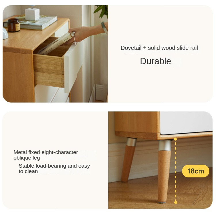 Solid Poplar Wood Chest of Drawers - 5-Drawer Storage Organizer for Bedroom, Living Room & Office | Natural Wood Dresser with Smooth Gliding Drawers