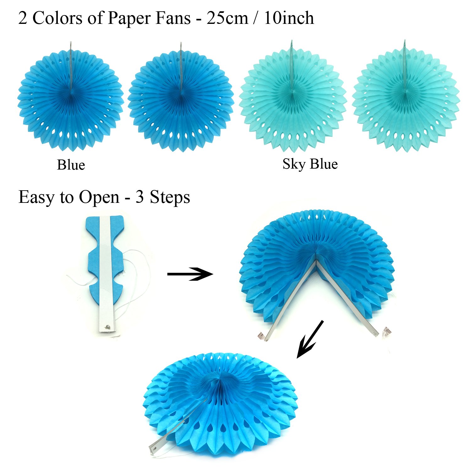 Blue Birthday Party Decorations for Boys & Men - Happy Birthday Banner, Curtains, Pompoms, Fans, Garland & Confetti Balloons | Perfect for Baby Showers, Gender Reveals & Birthday Celebrations