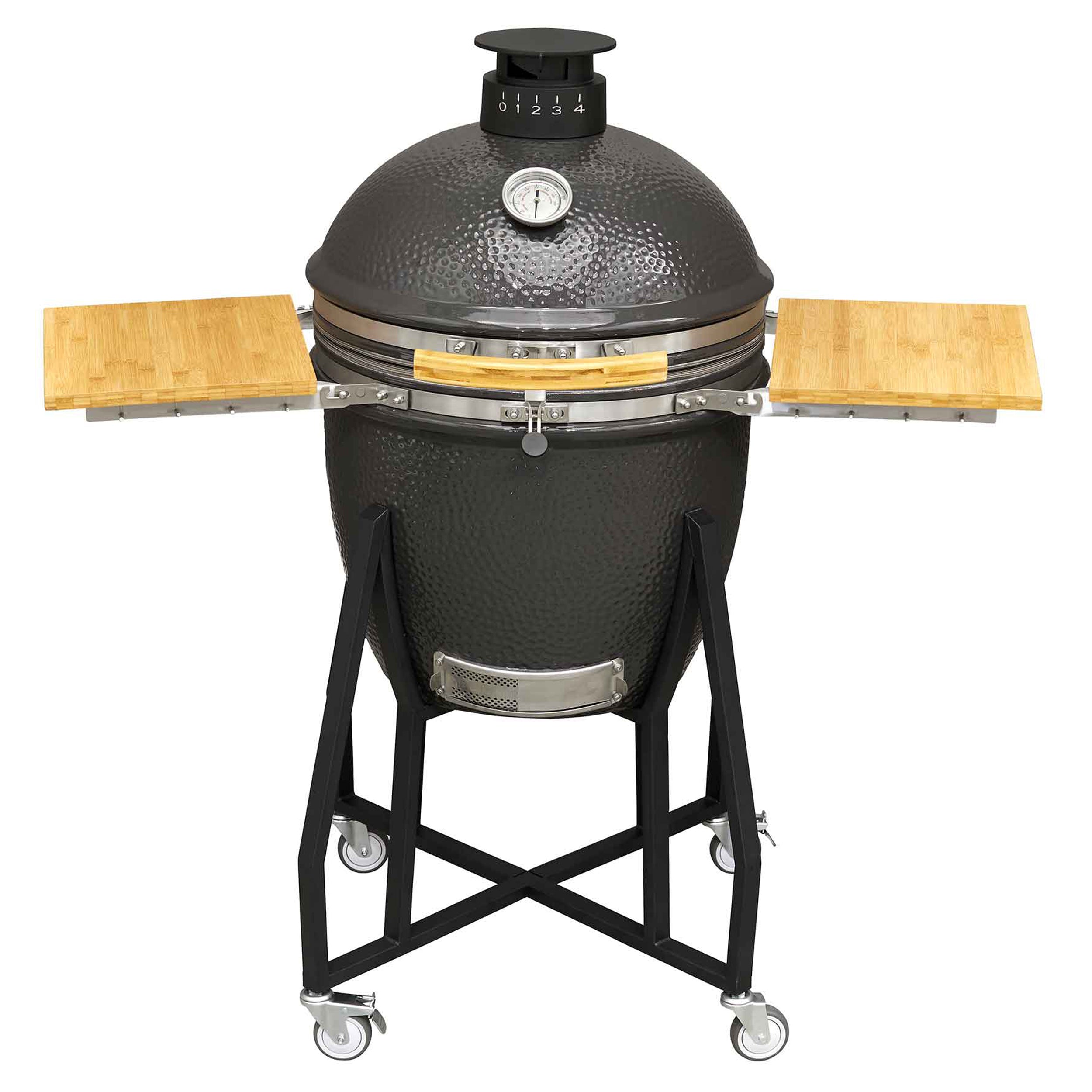 Premium Kamado Style Ceramic BBQ Grill & Smoker with Wheels - 22 Inch (56cm) Outdoor Cooking Oven for Backyard, Patio & Camping - Perfect for Grilling, Smoking & Baking - Model DG159