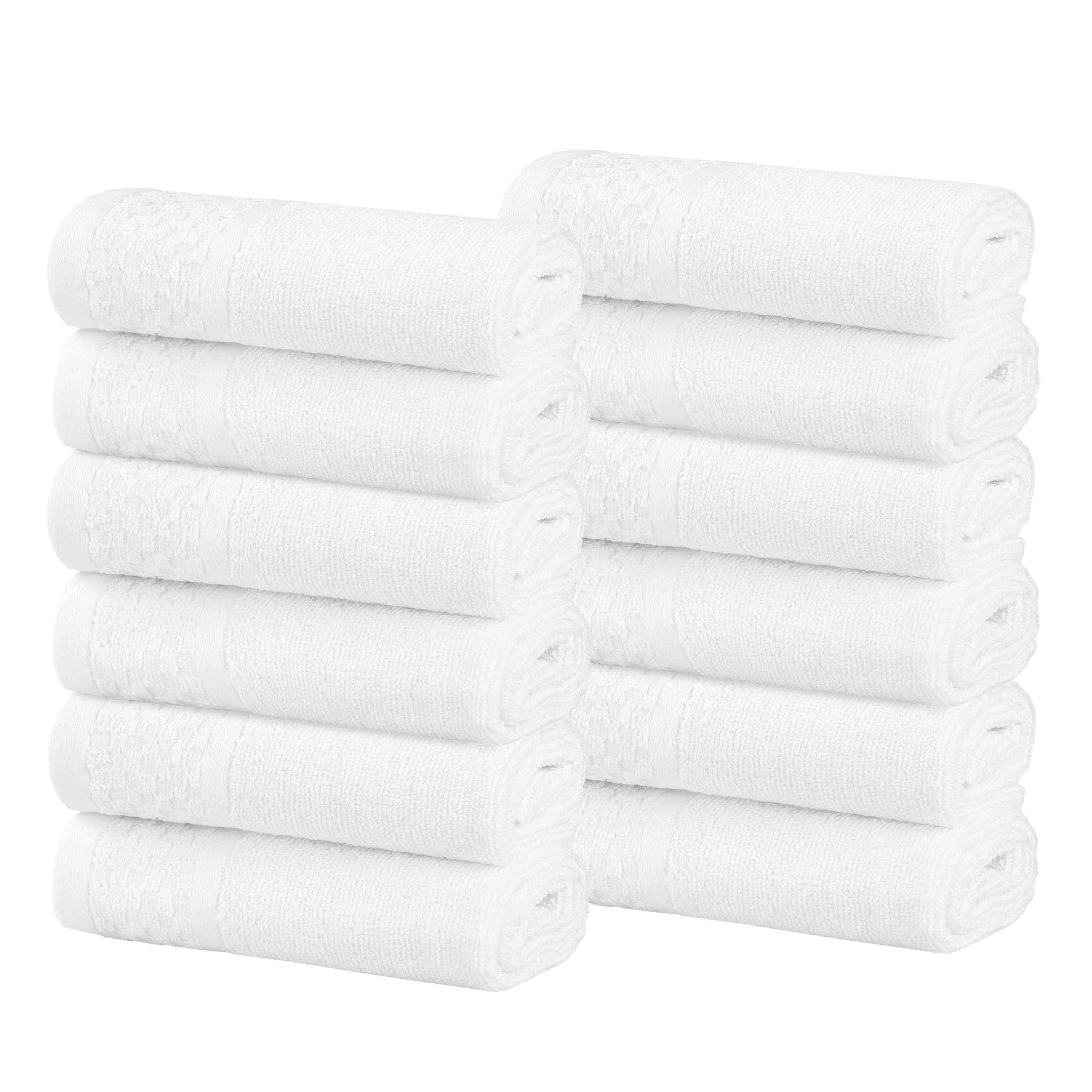 Premium 12-Piece Cotton Plush Jacquard Face Towel Set - Soft & Absorbent Solid & Two-Toned Bath Towels for Spa, Gym & Luxury Home Use