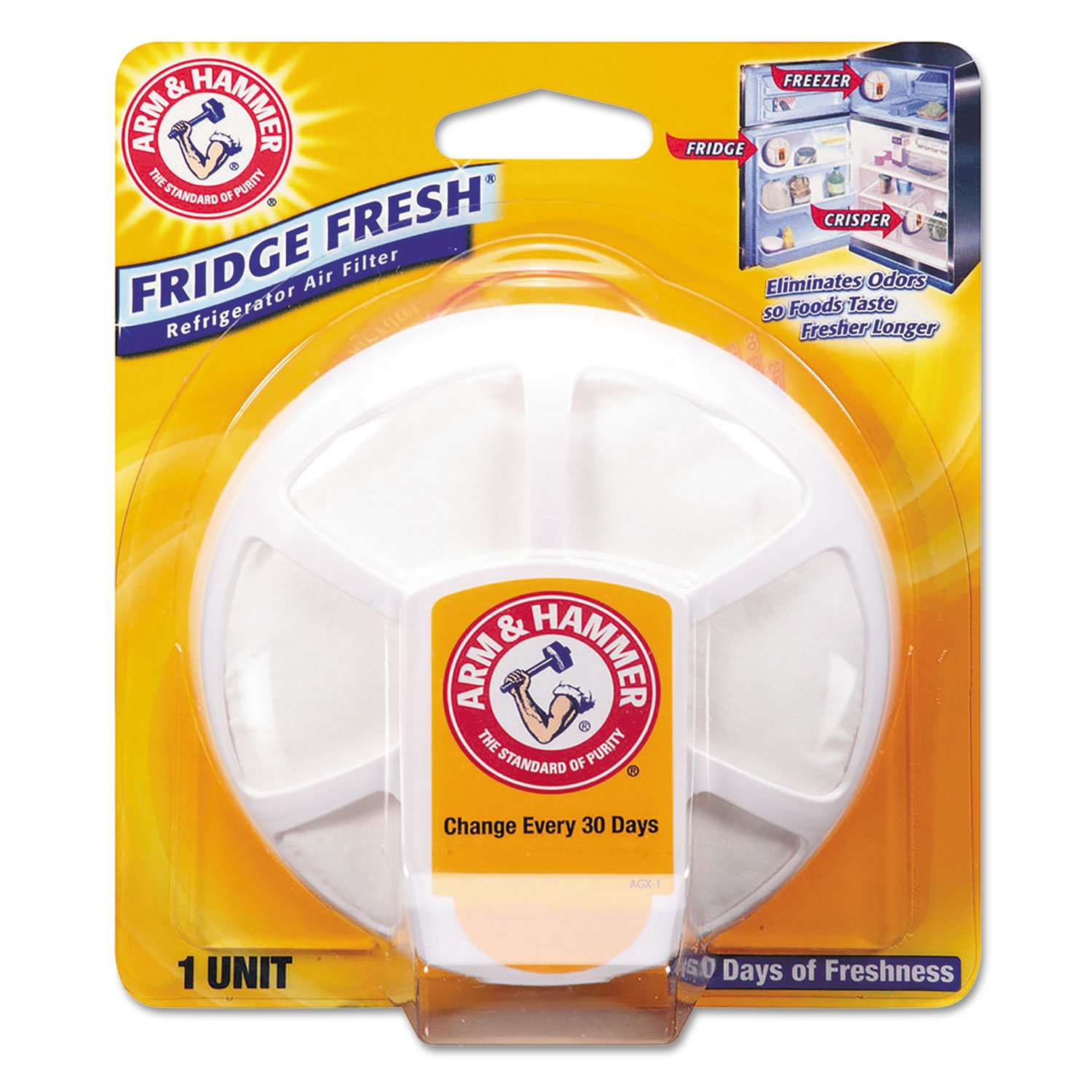 Arm & Hammer Fridge Fresh Baking Soda Deodorizer - Unscented, 8-Pack (3320001710) | Natural Refrigerator Odor Eliminator & Freshener for Kitchen, Pantry & Home Use