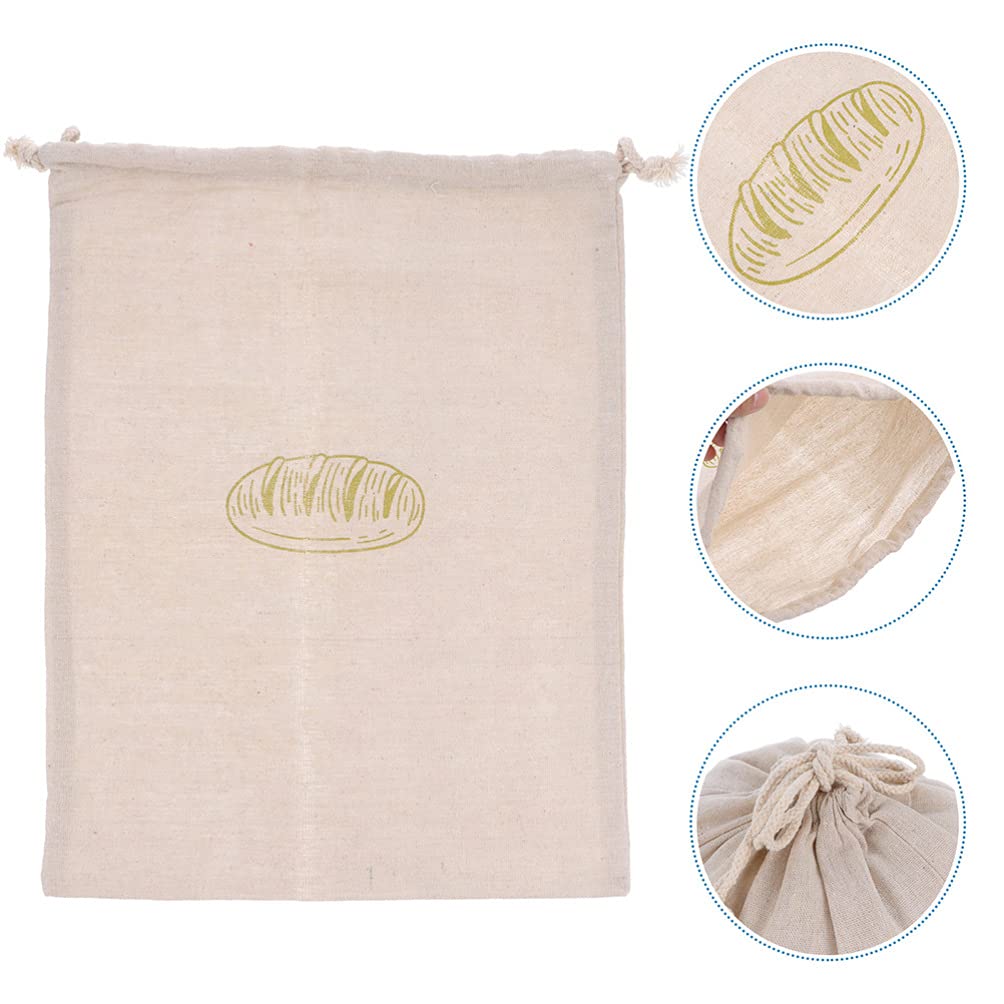 Reusable Linen Bread Bags with Drawstring - 3 Pack Eco-Friendly Loaf Storage Pouches for Homemade Bread, Pastries & Baked Goods | Perfect for Kitchen, Picnics & Gift Wrapping