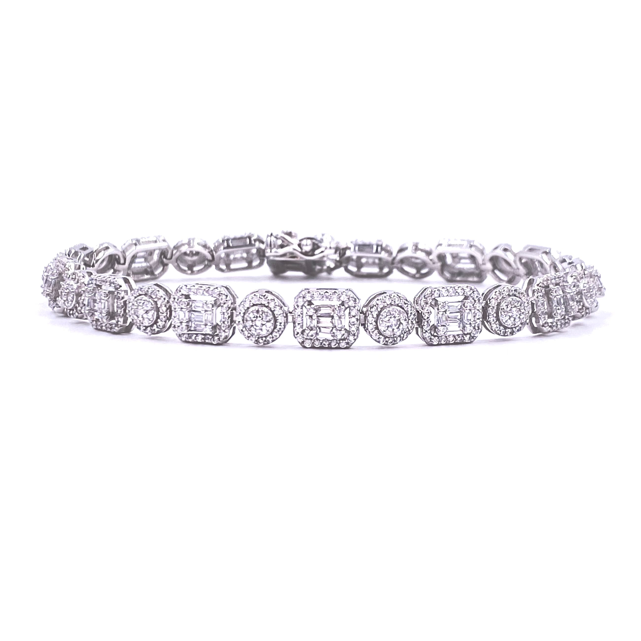 Antique Style Ashley Gold Sterling Silver Tennis Bracelet for Women - Elegant Vintage Jewelry for Parties, Weddings & Special Occasions