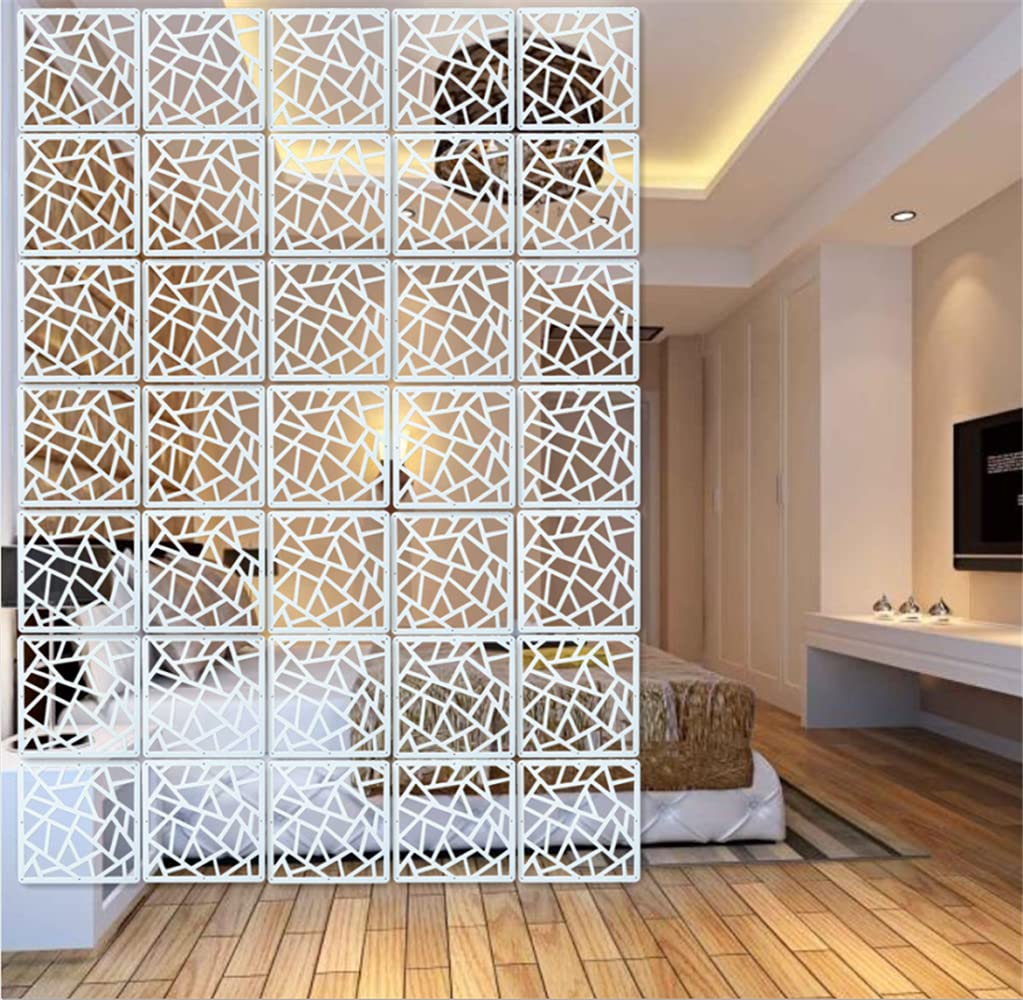 12-Piece White Hanging Room Divider - Wood-Plastic DIY Panel Screens for Partition Walls & Room Decoration (11.4x11.4 Inch) with All Accessories - Perfect for Home Office, Bedroom Privacy & Studio Spaces