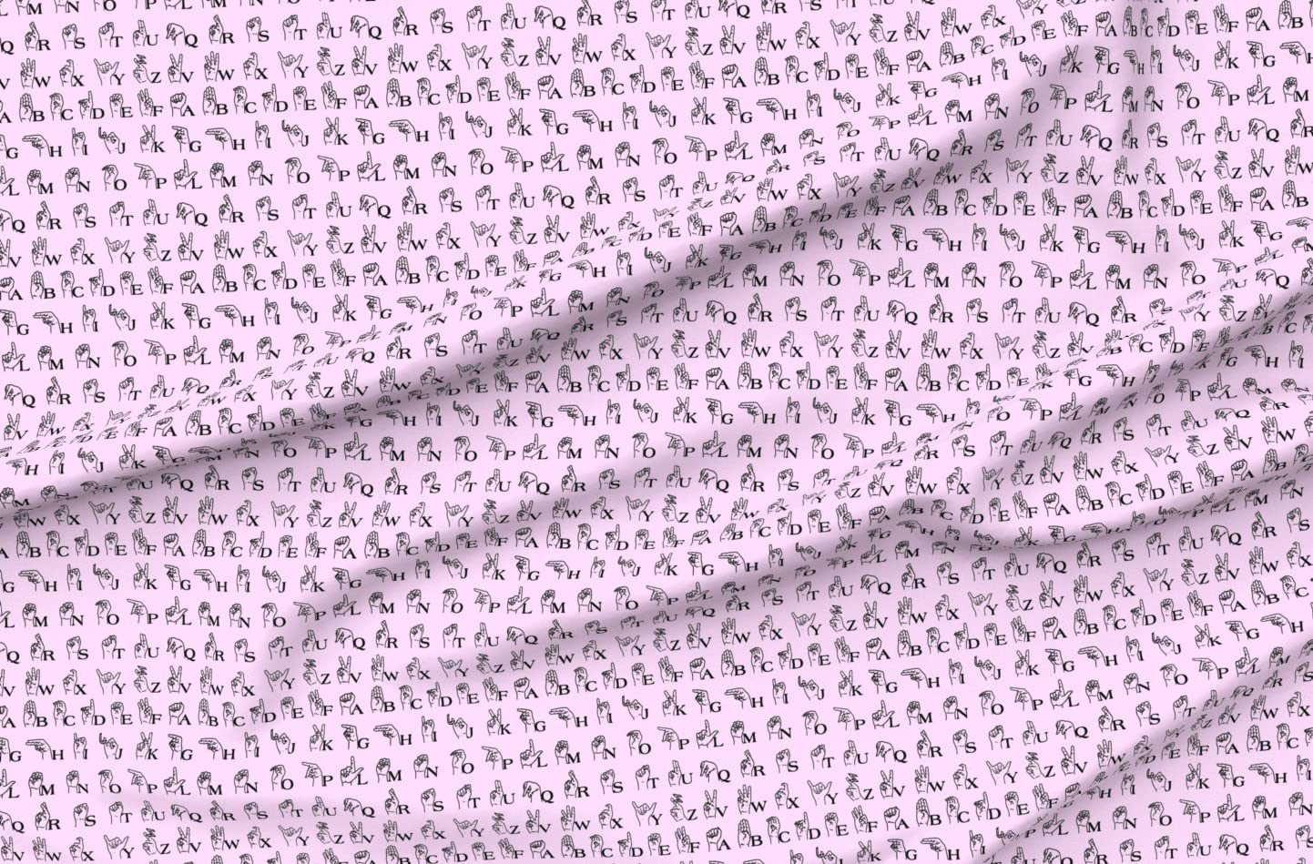 Sign Language Alphabet Printed Chiffon Fabric Fat Quarter - Soft & Lightweight for Sewing Dresses, Fashion Apparel & Home Decor - Perfect for Baby Nursery, DIY Crafts & Quilting Projects
