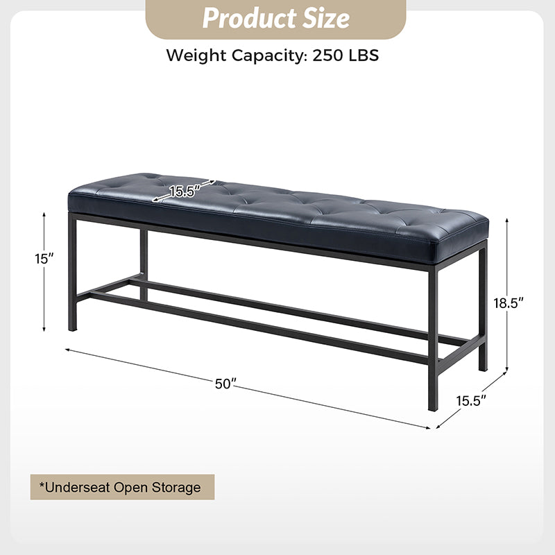 Johannes Upholstered Bench - Stylish Storage Ottoman with Tufted Cushion, Modern Entryway Bench for Bedroom, Living Room & Hallway - Perfect for Seating, Storage & Home Decor