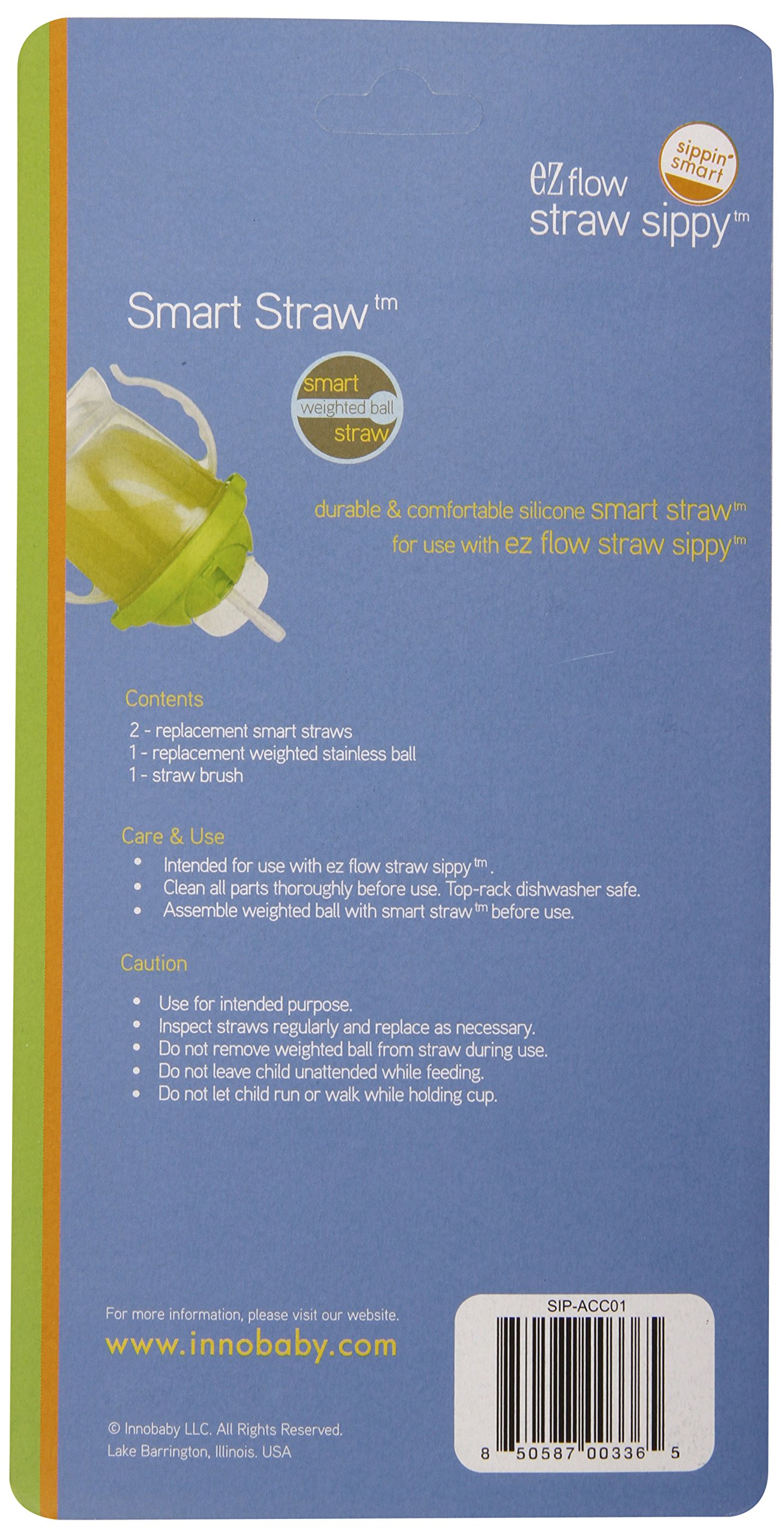 Innobaby Sippin Smart EZ Flow Replacement Straws - 2 Pack | BPA-Free Spill-Proof Straws for Toddler Cups | Perfect for Travel, School & On-the-Go Hydration