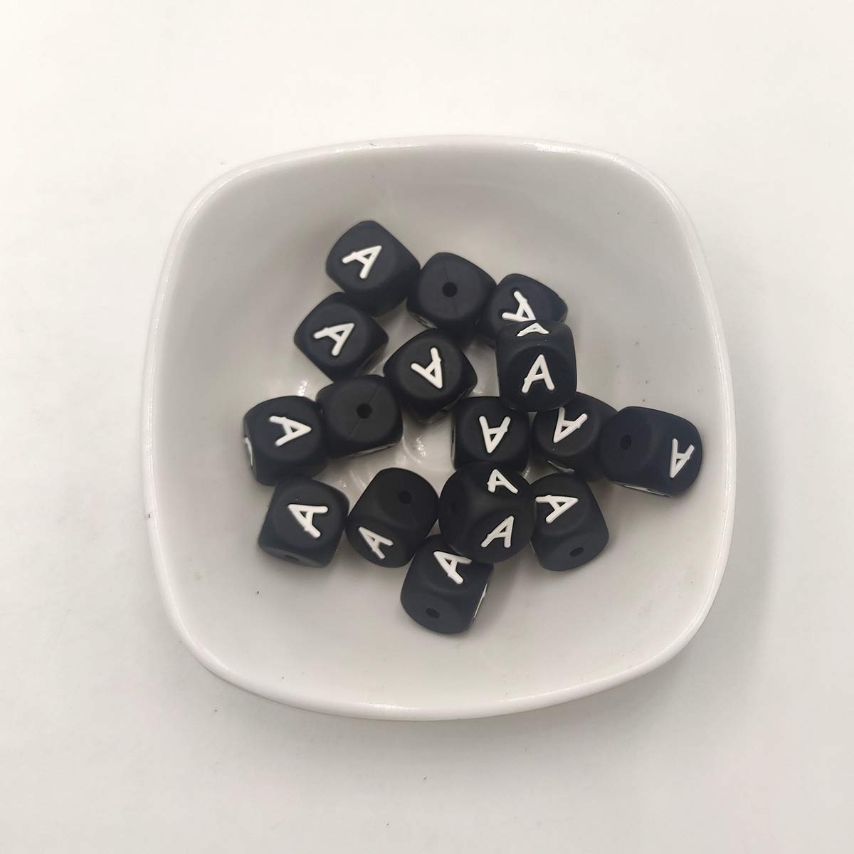 12mm Square Silicone Alphabet Beads - DIY Jewelry Making for Keychains & Lanyards