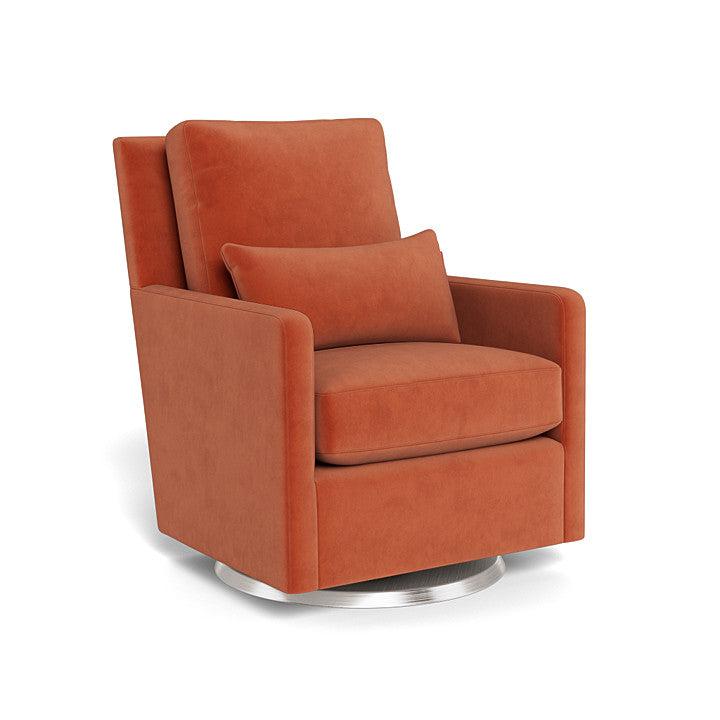Monte Design Como Glider Swivel Chair with Brushed Silver Base - Perfect for Nursery, Living Room & Office Relaxation