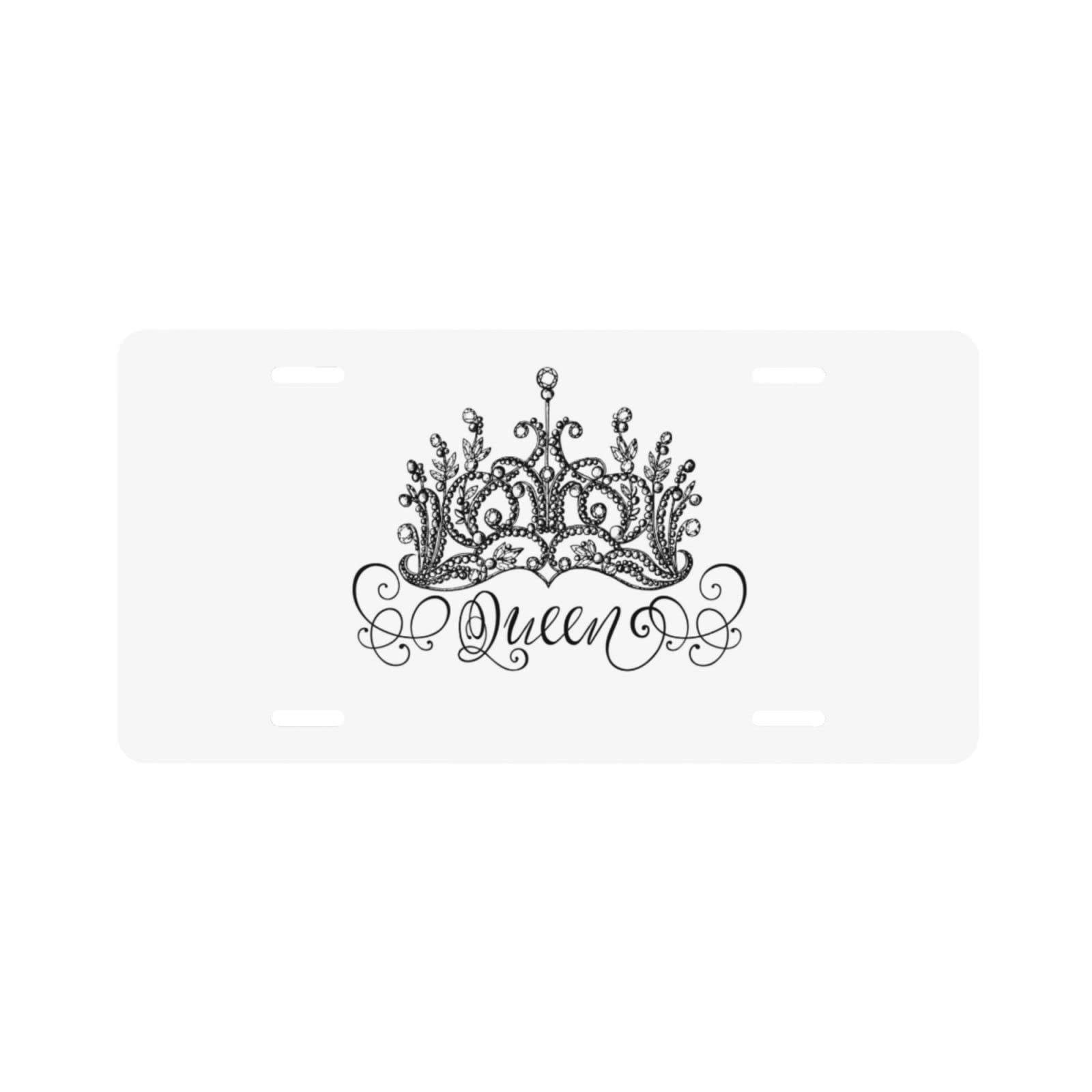 Hand-Painted Crown Queen Decorative Vanity License Plate - 6x12 Inch Aluminum Metal Car Tag for Men, Women, Boys & Girls - Perfect for Car Customization, Gift Giving & Personal Expression