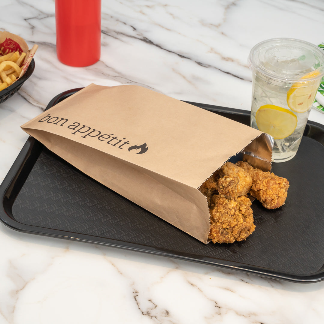 Eco-Friendly Kraft Paper Foil Bags with Bon Appetit Print - 1/2 Gallon Size (6.5
