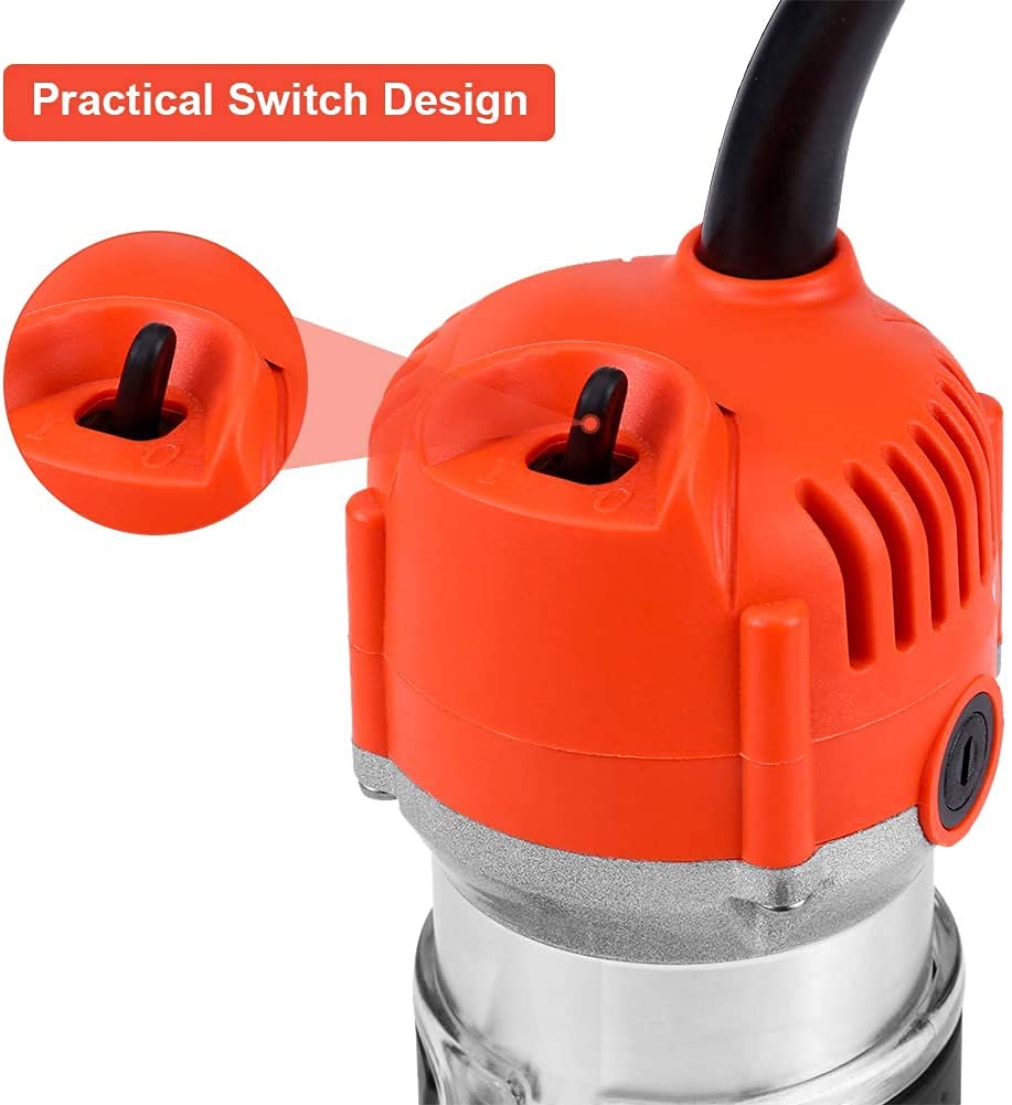 30000RPM Electric Wood Router Tool Kit - Variable Speed Hand Trimmer & Laminator for Woodworking - 110V US Plug - Perfect for DIY Projects, Furniture Making, and Cabinet Trimming