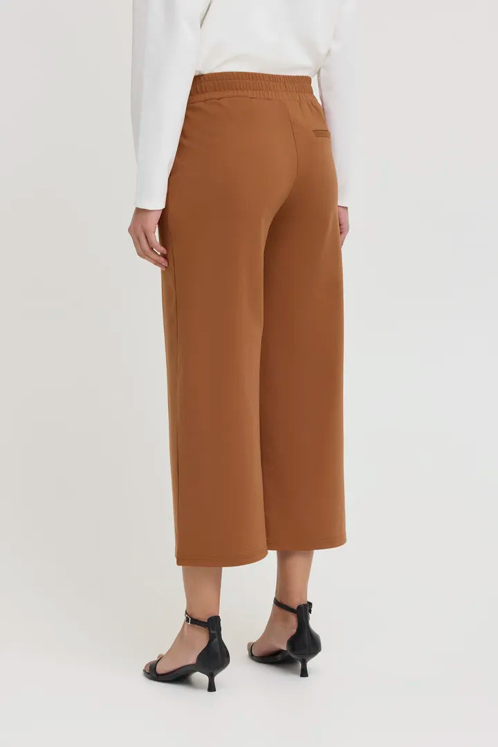 Kate Cropped Wide Leg Pants for Women - High Waisted Linen Trousers in Brown Patina | Casual Summer Outfits & Office Wear