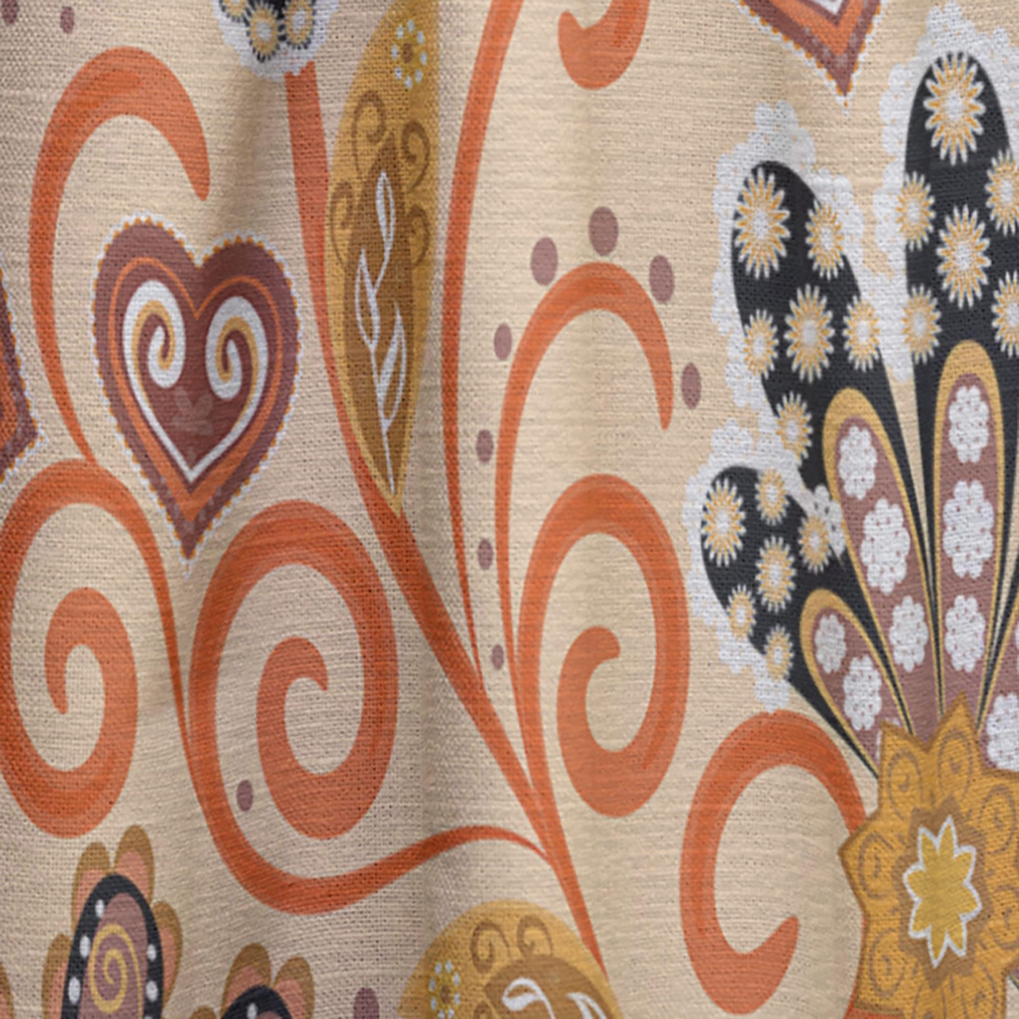 DesignQ Retro Indian Floral Batik III Thermal Insulated Curtains - Single Panel 52x120 Inches - Elegant Window Drapes for Bedroom & Living Room - Perfect for Home Decor, Privacy & Temperature Control