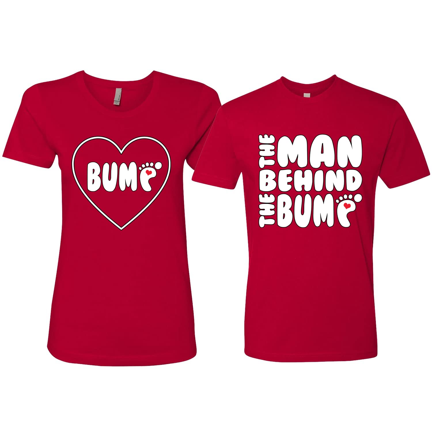 Funny Matching Couples Pregnancy Shirts - 'The Man Behind The Bump' Maternity T-Shirt Set for Him & Her | Perfect for Gender Reveal, Baby Shower & Pregnancy Announcement Photos