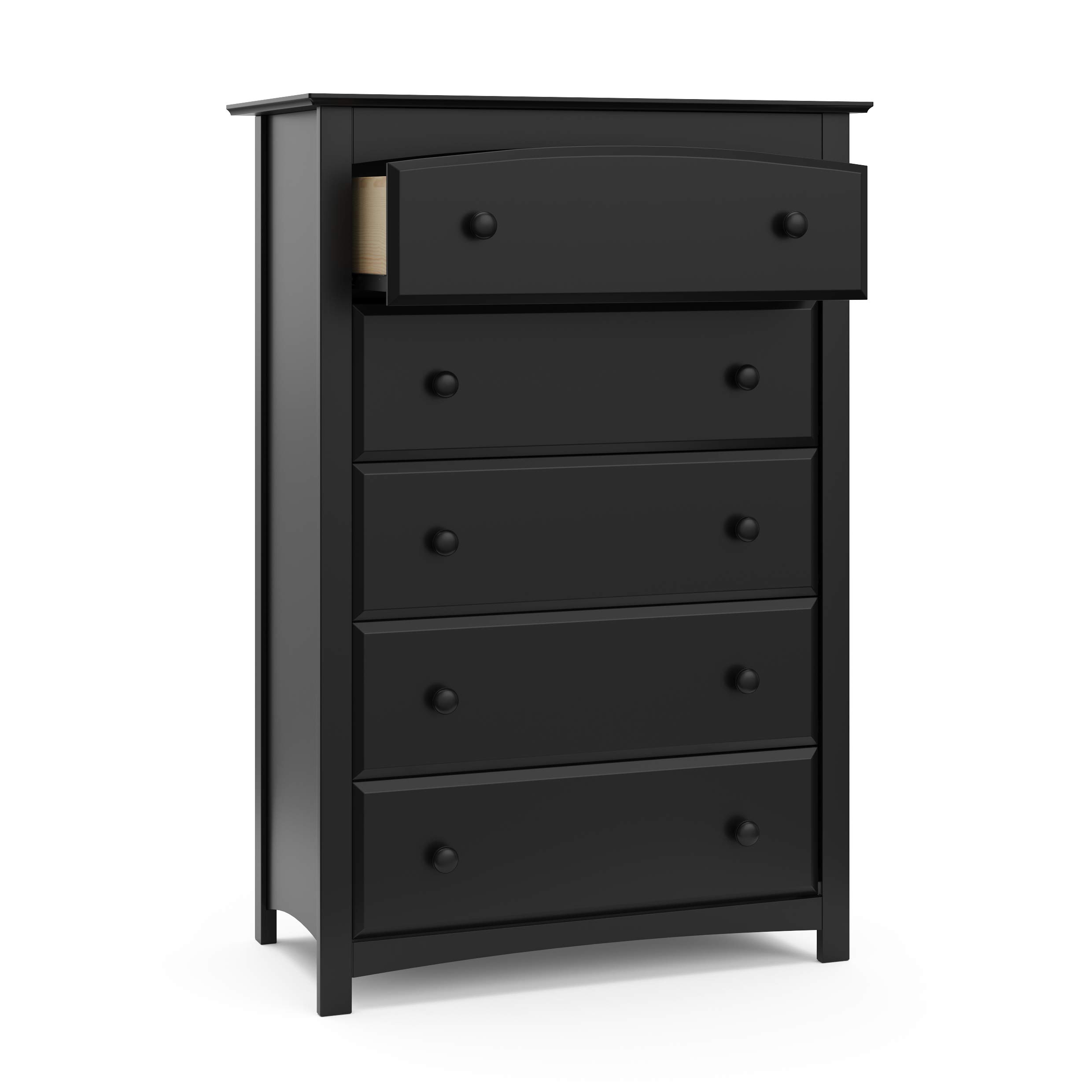 Storkcraft Kenton 5-Drawer Kids Dresser in Black - GREENGUARD Gold Certified, Sturdy Wooden Chest with Safety Interlocking Drawers for Nursery & Bedroom Organization