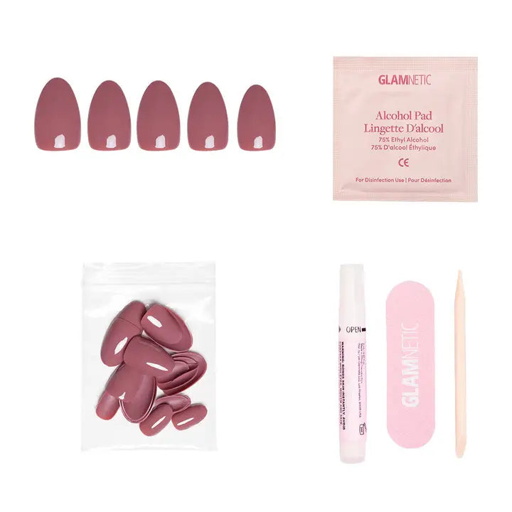 Fall Mauve Press On Nails - Short Almond Fake Nails with Glue - Perfect for Autumn, Halloween, Thanksgiving & Special Occasions