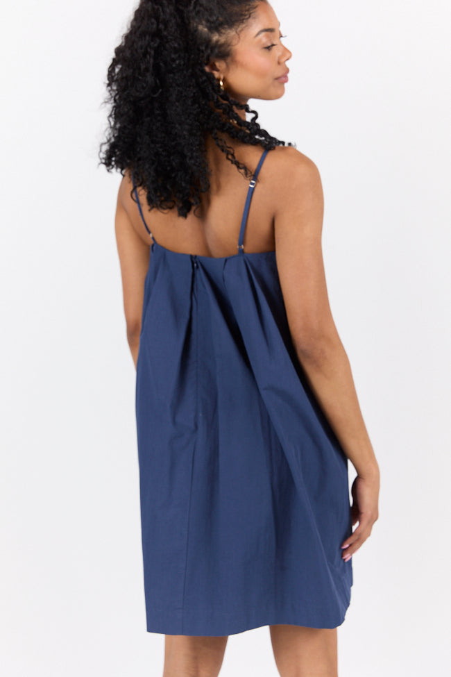 No Looking Back Navy Blue Button Front Dress for Women - Elegant Office & Casual Wear | Perfect for Work, Parties & Everyday Outfits