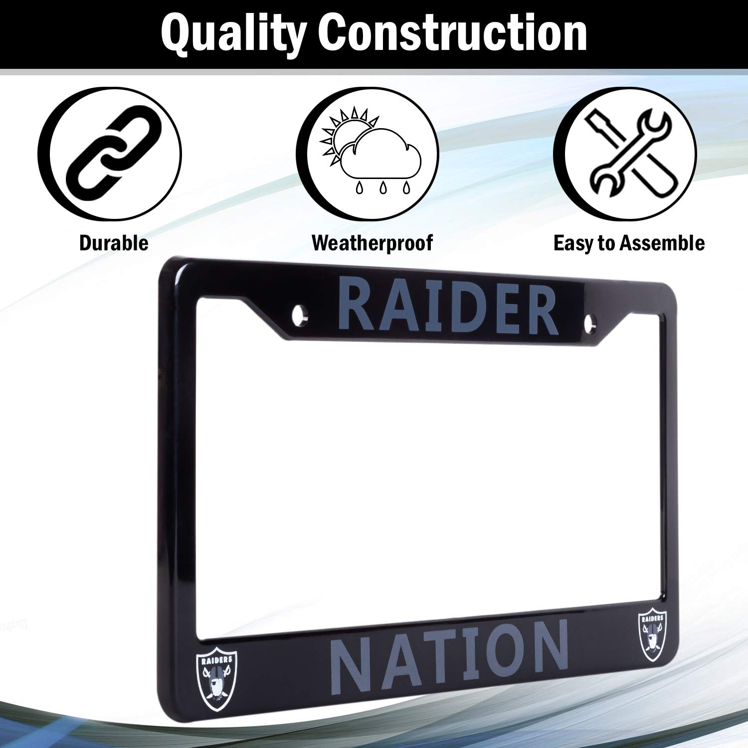 Las Vegas Raiders License Plate Frame - Black Slim Design 12.25