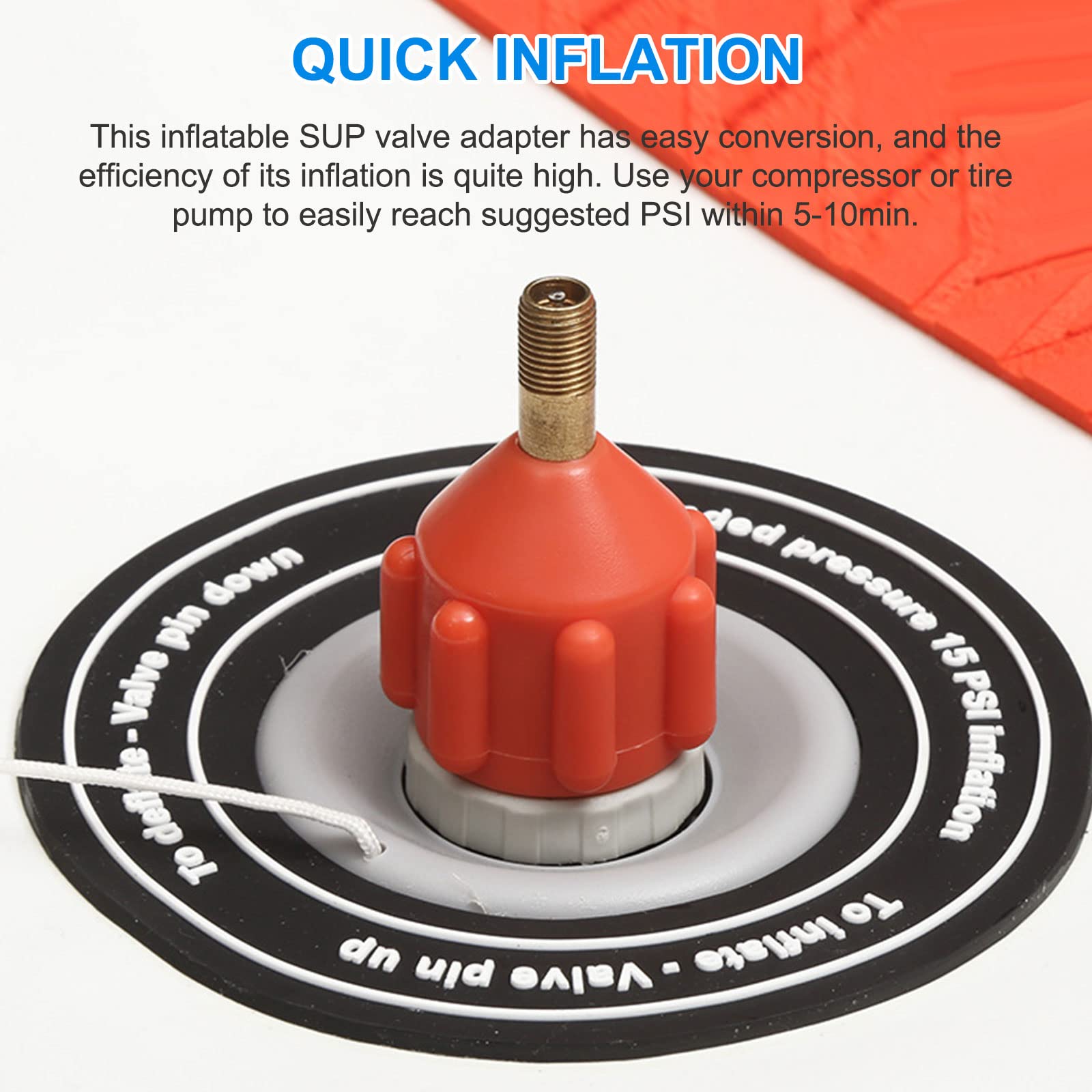 Inflatable Boat Pump Adapter SUP Pump Adapter with Air Valve Attachment - 2Pcs Orange - Compatible with Kayak, Paddleboard & Water Sports Accessories