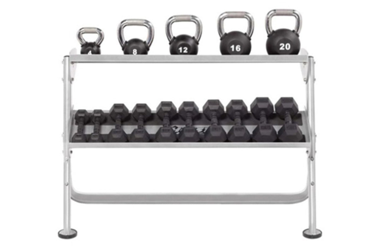 Hoist 48 2-Tier 12+ Pair Dumbbell Rack with Optional 3rd Tier (HF 5461 48) - Heavy Duty Home Gym Equipment for Weight Training & Strength Workouts