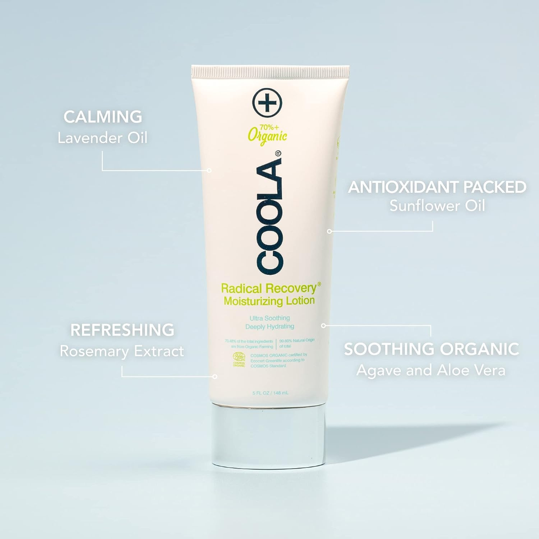 COOLA Radical Recovery Organic After Sun Lotion - Eco Certified, Soothing Aloe Vera & Antioxidants for Sunburn Relief - Perfect for Beach Days, Poolside, and Outdoor Activities
