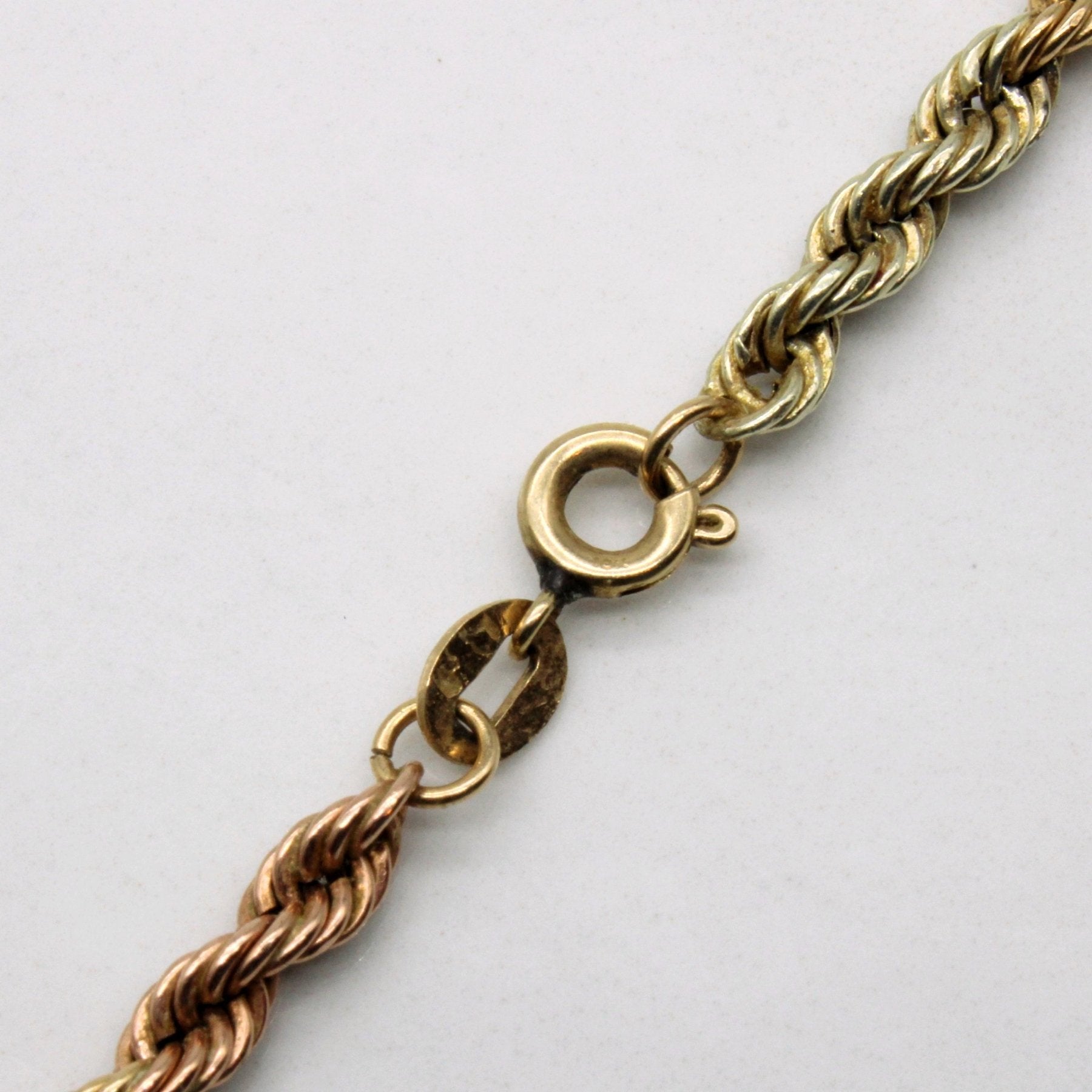 10K Tri-Tone Gold Rope Chain Necklace 16
